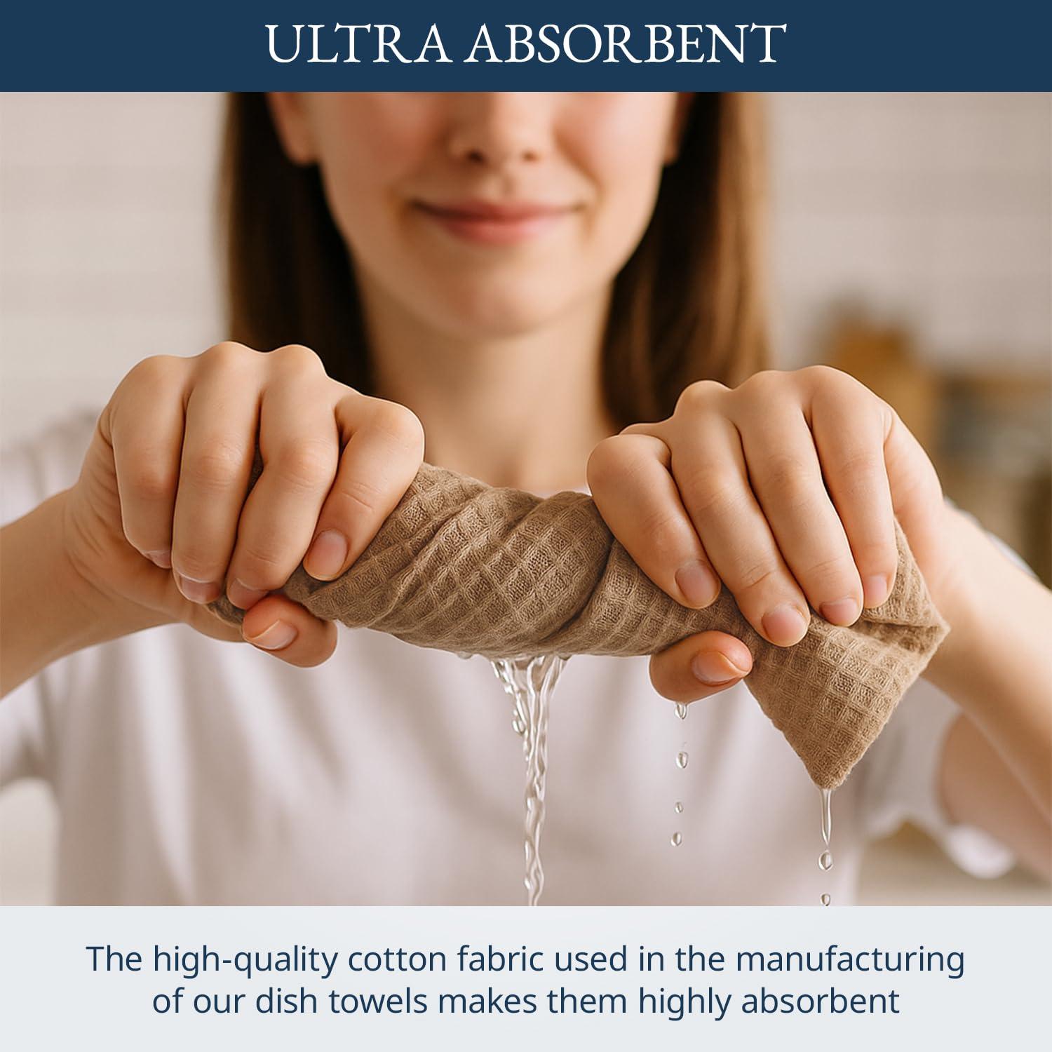 Kitchen Towels Set - Pack of 12 Cotton Dish Towels for Drying Dishes, 18”x 28”, Kitchen Hand Towels, Quick Drying Kitchen Towel Set - Olive