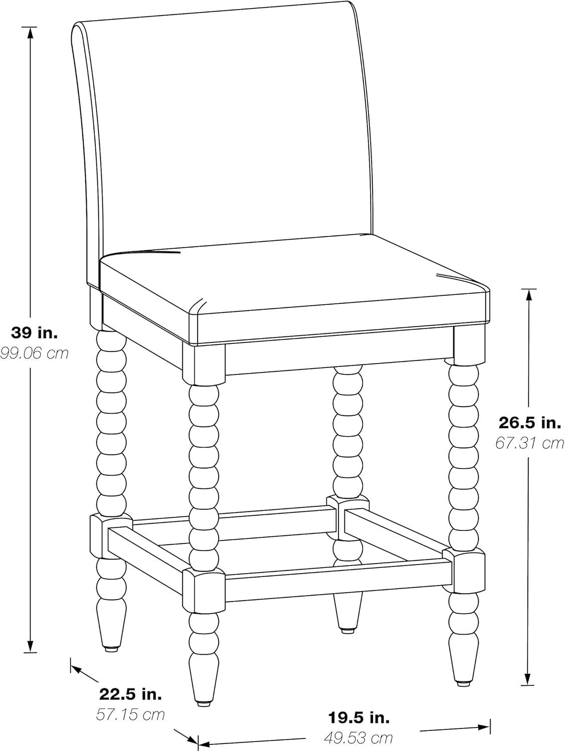 Abbott 26" Spindle Counter Stool with Brushed Gray Frame and Dove Gray Fabric