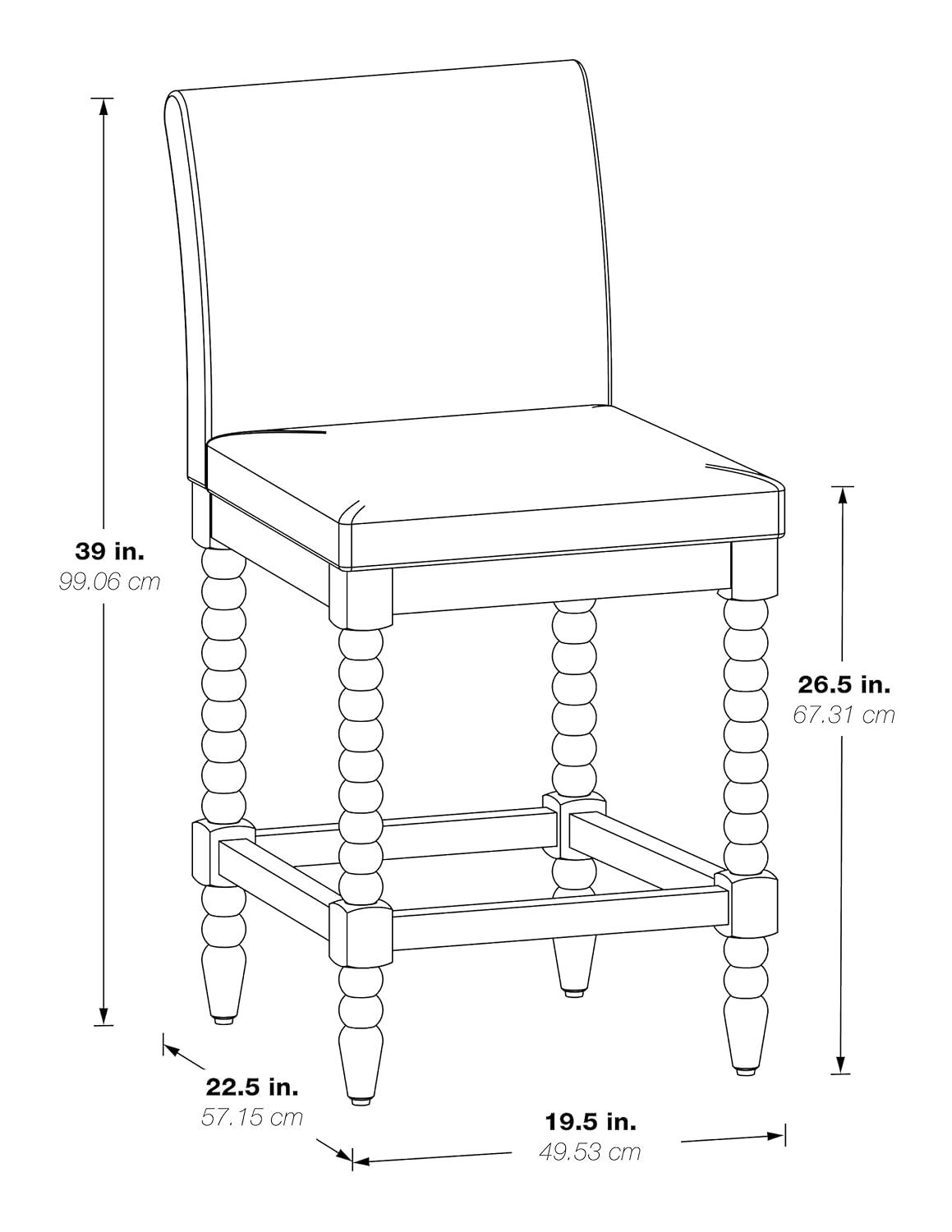 Abbott Taburete de 26" con Estructura Gris Cepillado y Tela Blanca Lino