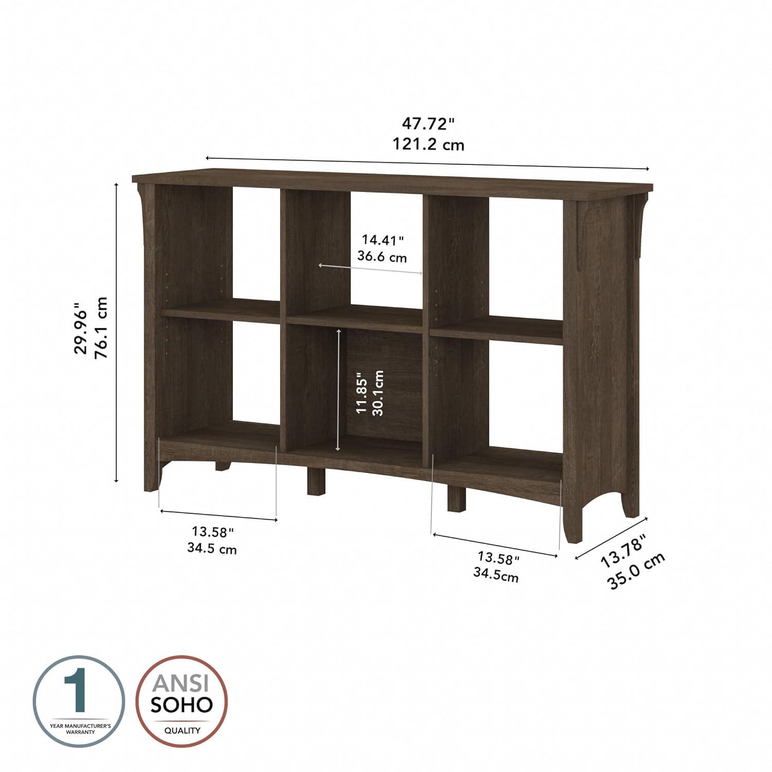 Bush Furniture Salinas 6 Cube Bookcase Organizer, Ash Brown