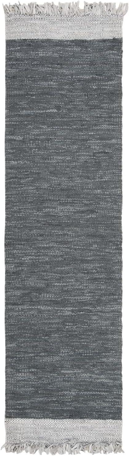 Vintage Leather VTL310 Hand Woven Indoor Accent Rug - Light Grey/Dark Grey - 2'3"x4' - Safavieh