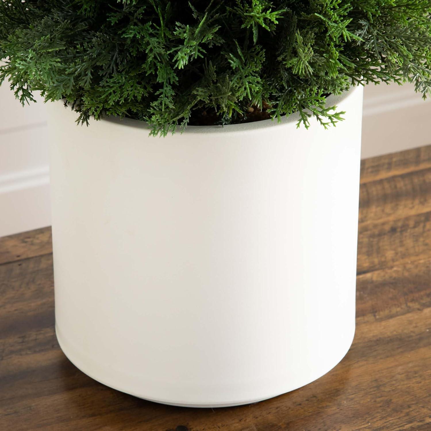 Nearly Natural 3-ft Artificial Cedar Tree in White Planter UV Resistant (Indoor/Outdoor)