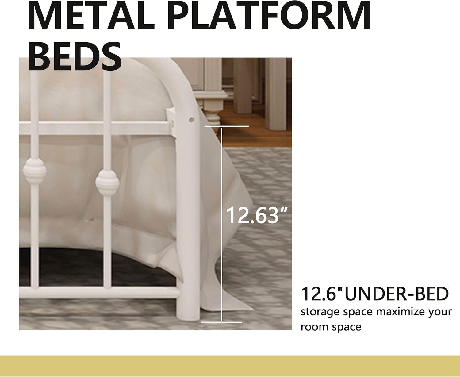 alazyhome Metal Bed Frame Queen Size Platform No Box Spring Needed with Vintage Headboard and Footboard Premium Steel Slat Support Mattress Foundation Black.