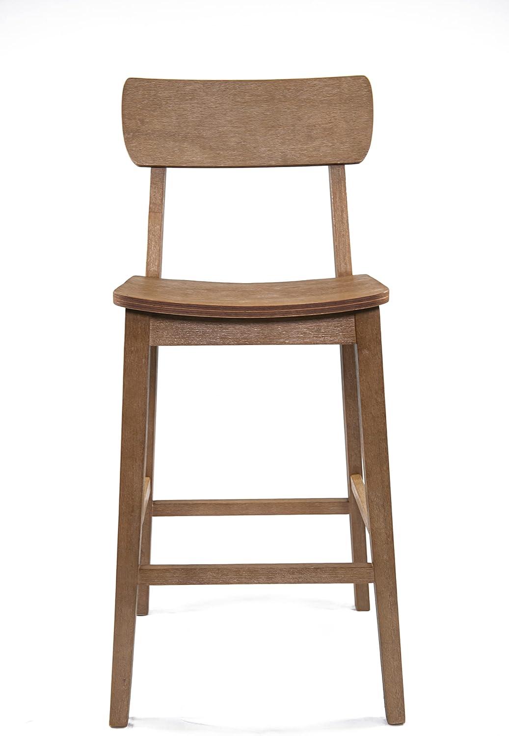 29" Torino Barstool Barnwood - Boraam: Solid Wood, Molded Seat, Footrests, Rustic Style