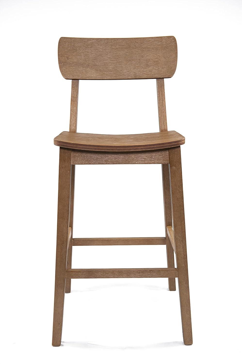 29" Torino Barstool Barnwood - Boraam: Solid Wood, Molded Seat, Footrests, Rustic Style