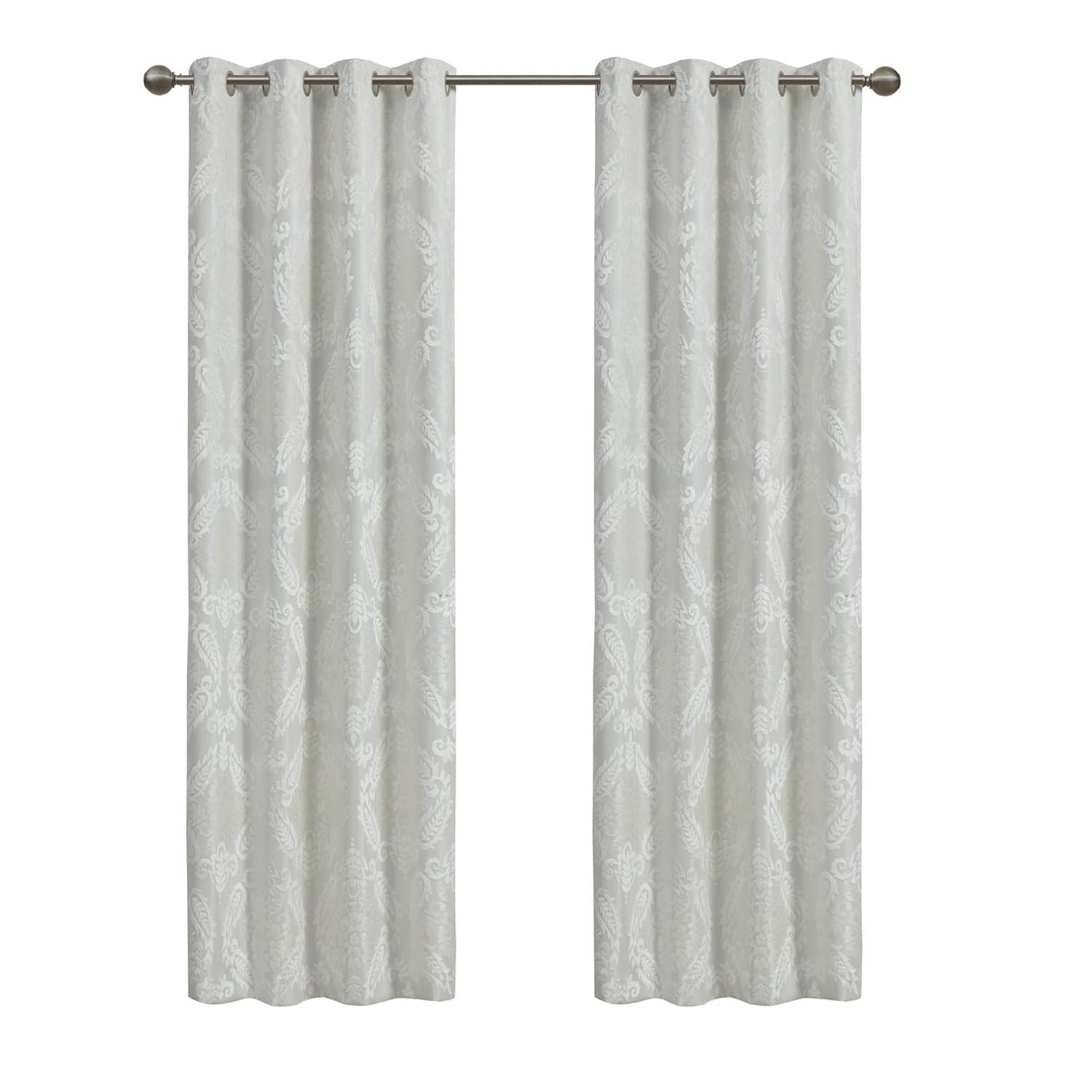 Madison Park Amelia Knitted Jacquard Paisley Total Blackout Grommet Top Single Curtain Panel