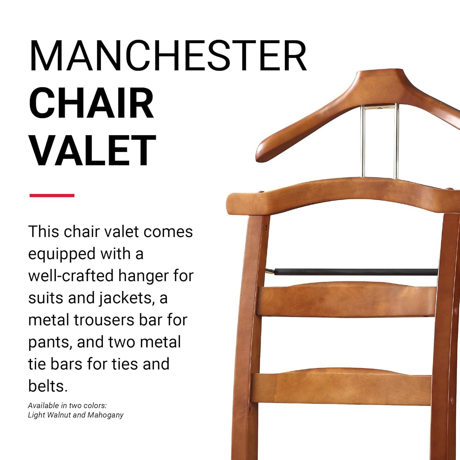 Vl16123 Manchester Chair Valet, Light Walnut Finish, Traditional Design with Solid Maple Wood