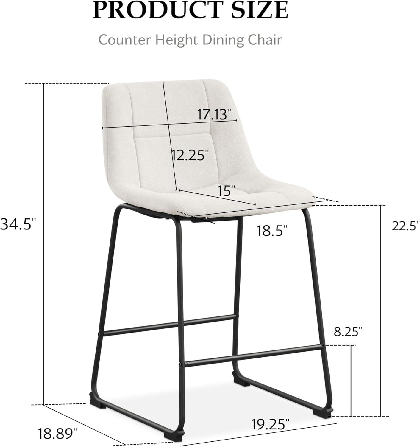 Furniture of America Perri Modern Chenille Counter Height Dining Chairs, White (Set of 2)