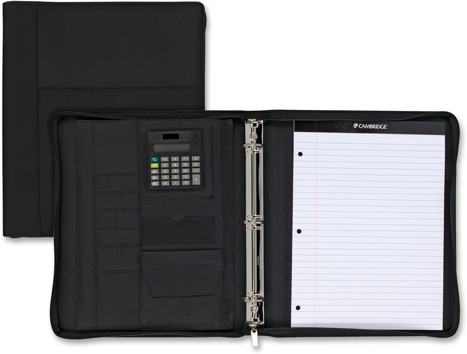 " Mead - Cambridge City Zipper Binder, Microfiber, 12.75"" x 11"", (Assorted Colors)", black