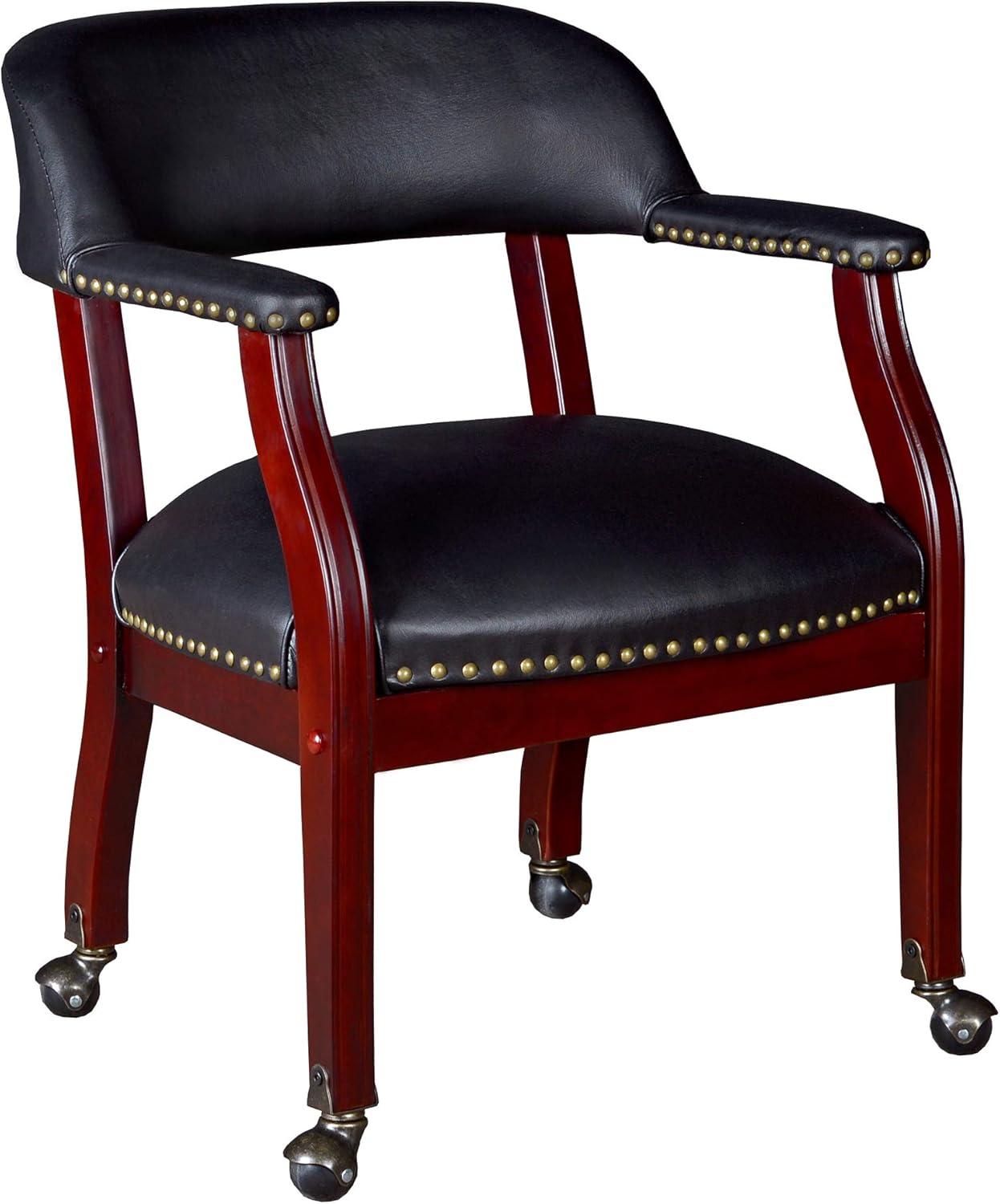 Ivy League Captain Chair & Casters - Black Vinyl
