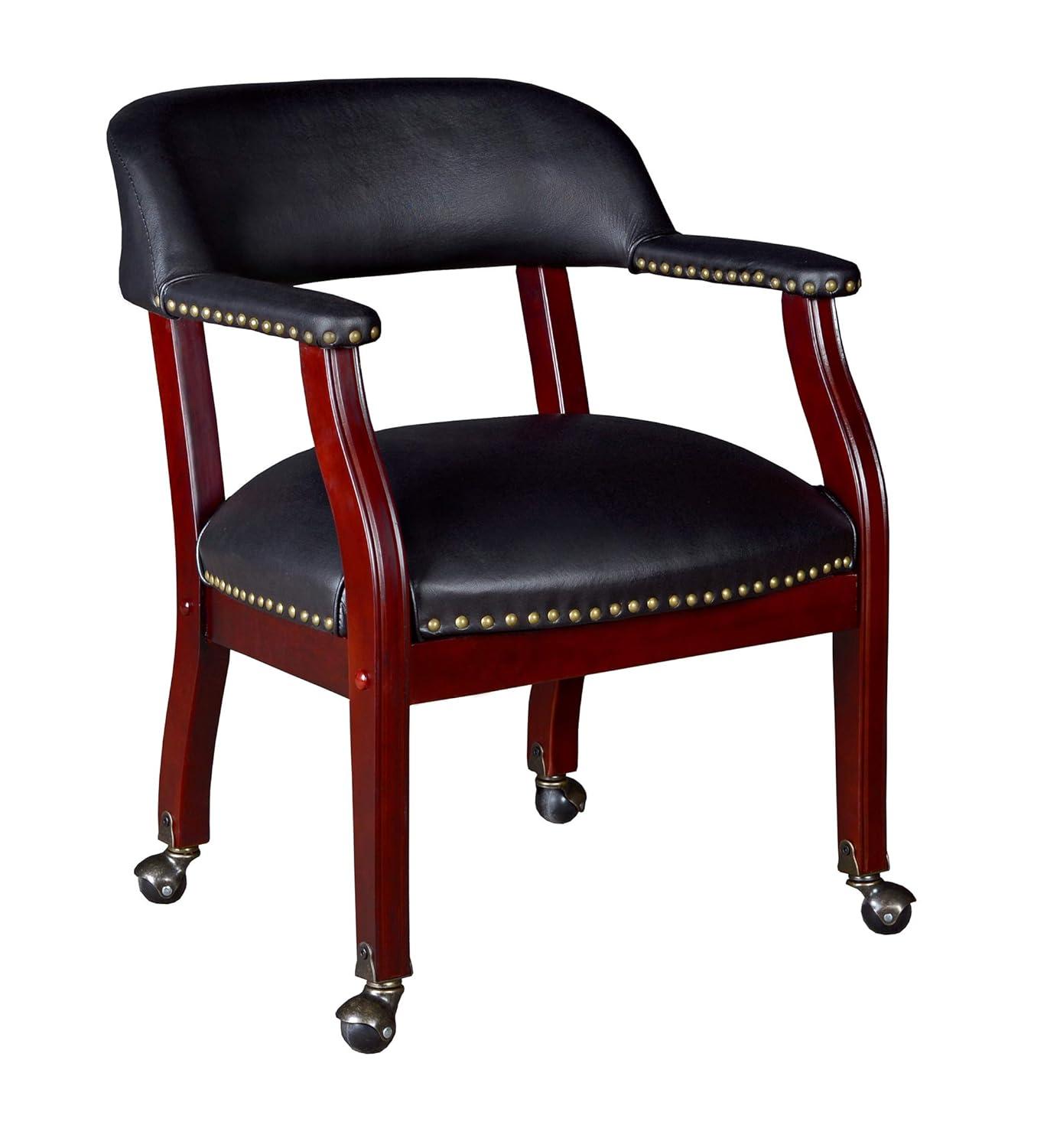 Ivy League Captain Chair & Casters - Black Vinyl