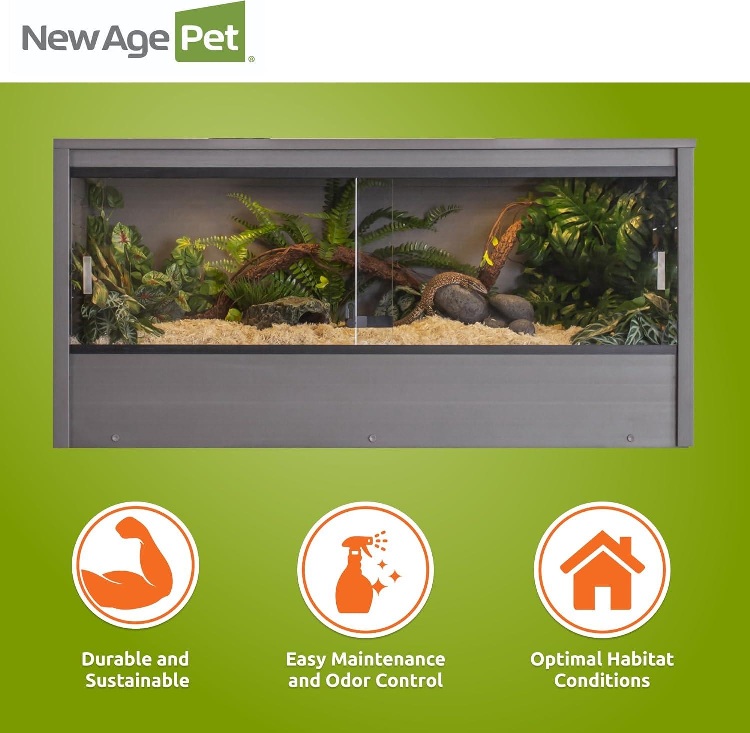 New Age Pet® ECOFLEX® 48 in. Mojave Reptile Terrarium Lounge - Durable Composite Habitat with Ventilated Side Panels, Removable Sliding Glass Doors and Mesh Screen Top for UV/Heat Lamp Setup