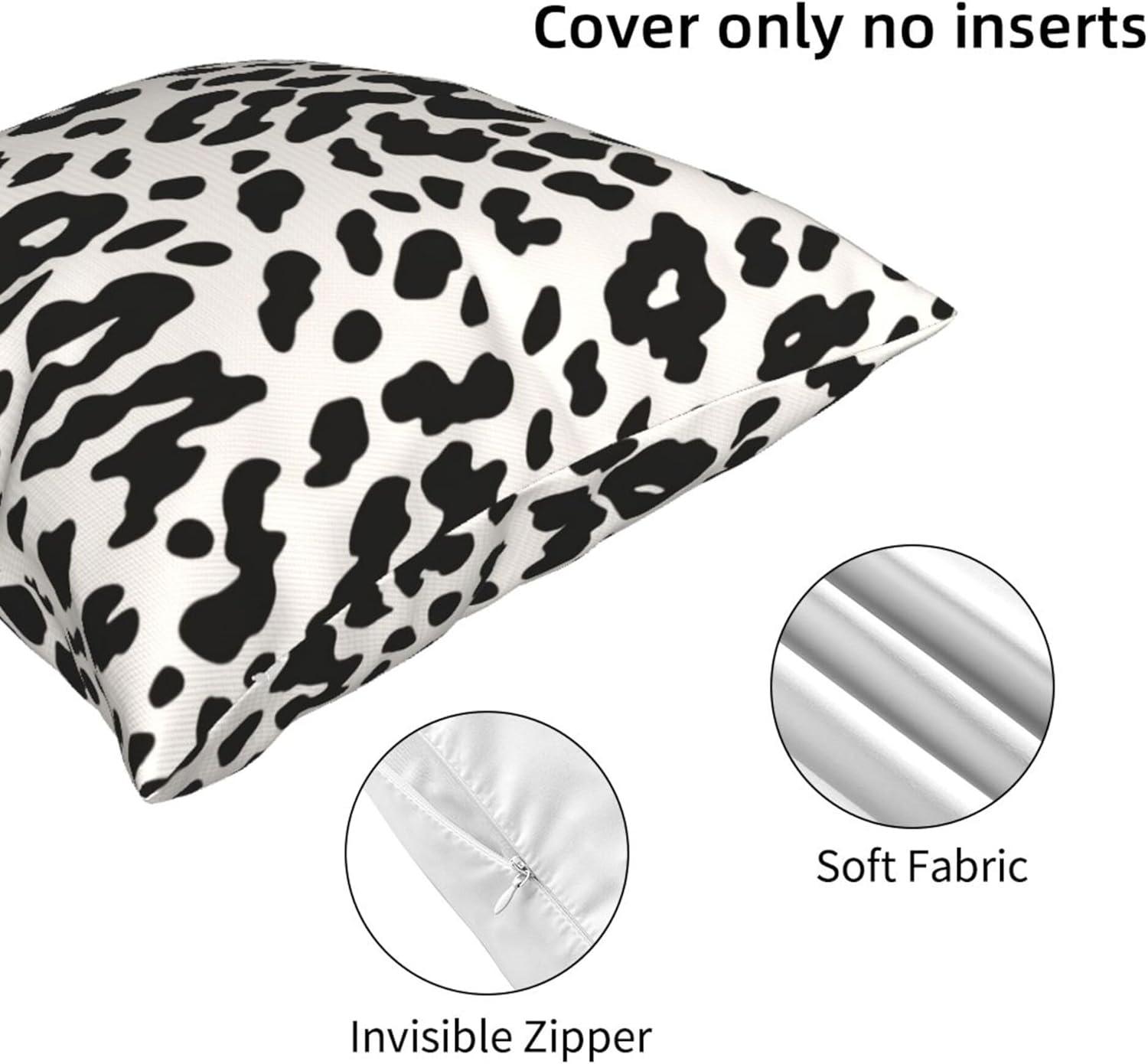 Black and White Leopard Print Polyester Euro Pillowcase