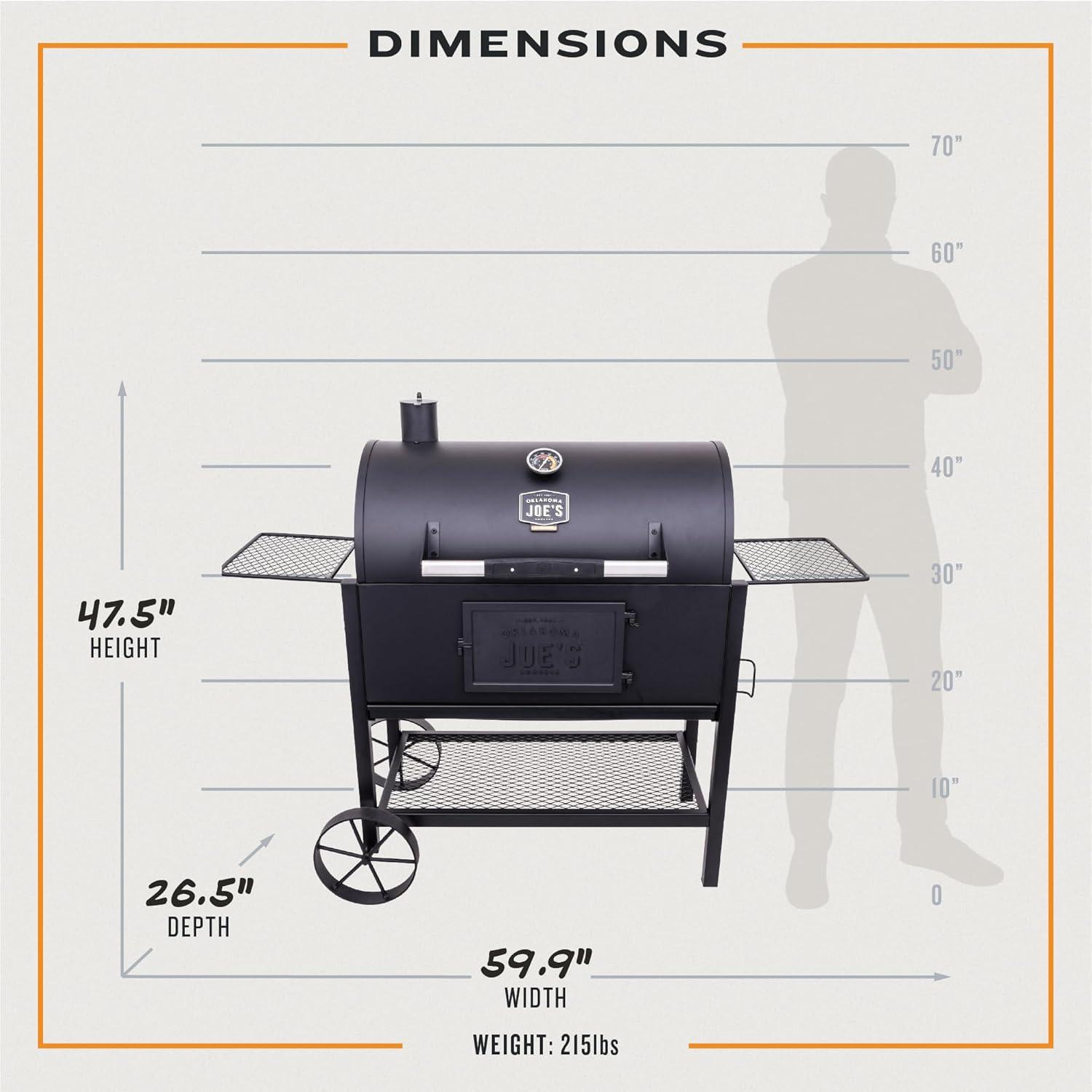 Oklahoma Joe's Black Cast Iron Charcoal Grill with Smoker