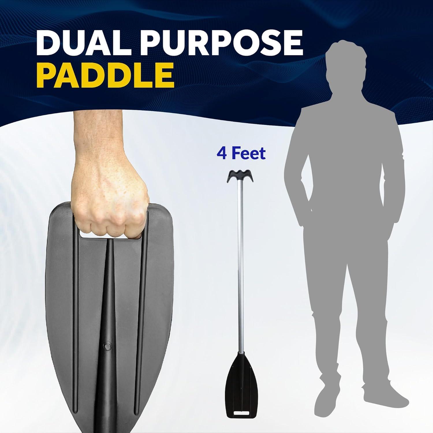 Five Oceans Canoe Paddle, Canoe Paddles and Boat Hook, Black, 4-Feet Long, Anodized Aluminum Shaft, Reinforced ABS Plastic Blade & Hook, Lightweight