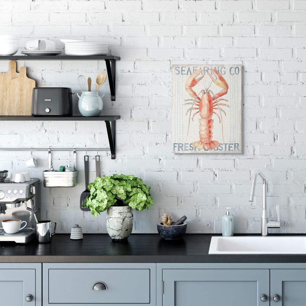 Stupell Industries Nautical Lobster Seafood Sign Blue Red Watercolor Canvas Wall Art Design by Danhui Nai, 16" x 20"