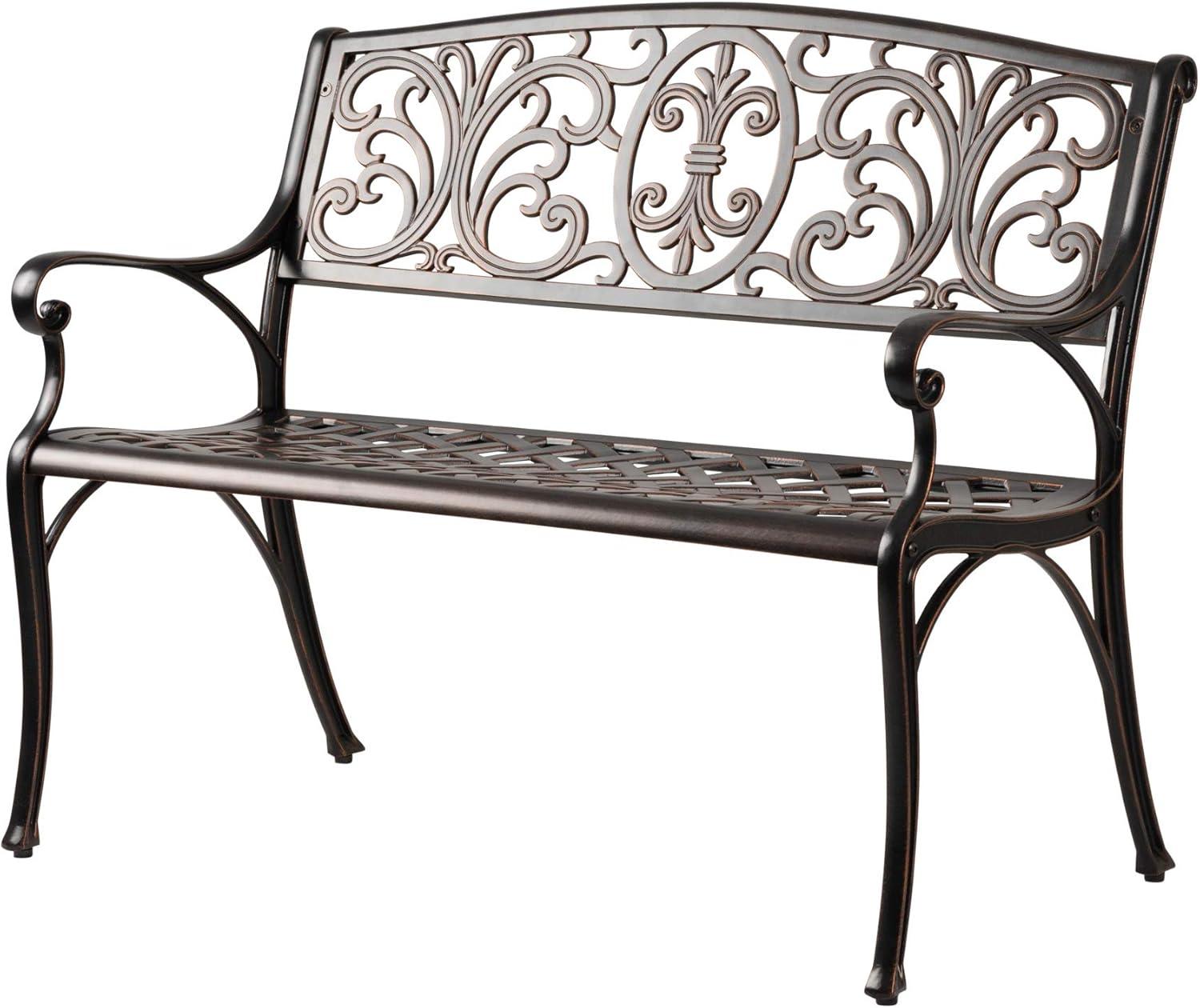 Decatur Antique Bronze Cast Aluminum Outdoor Patio Bench