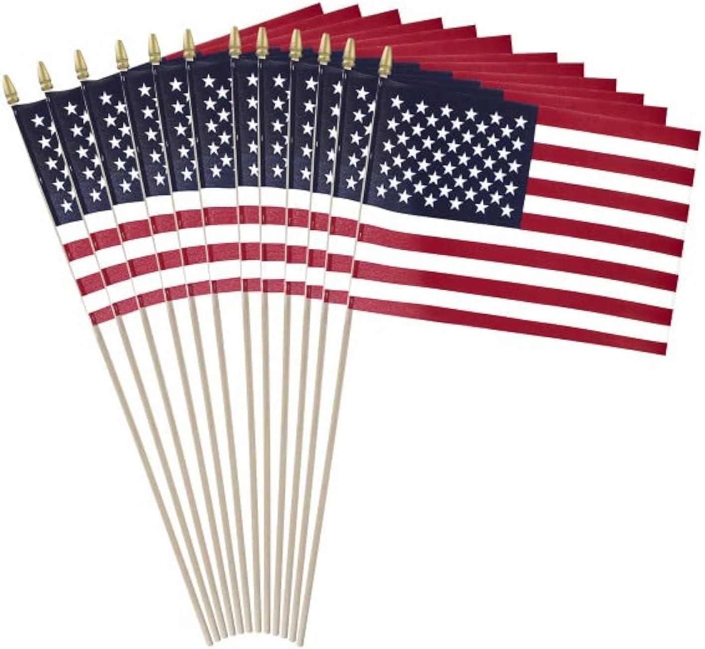 Patriotic Red and Blue Cotton American Stick Flags Set