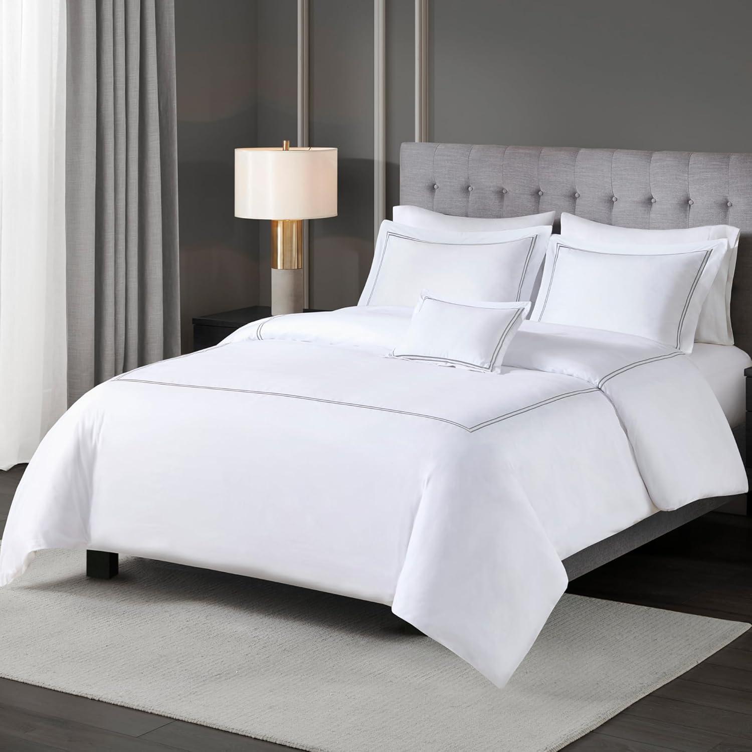 Madison Park Signature 500 Thread Count Luxury Collection 100% Cotton Sateen Embroidered Comforter Set