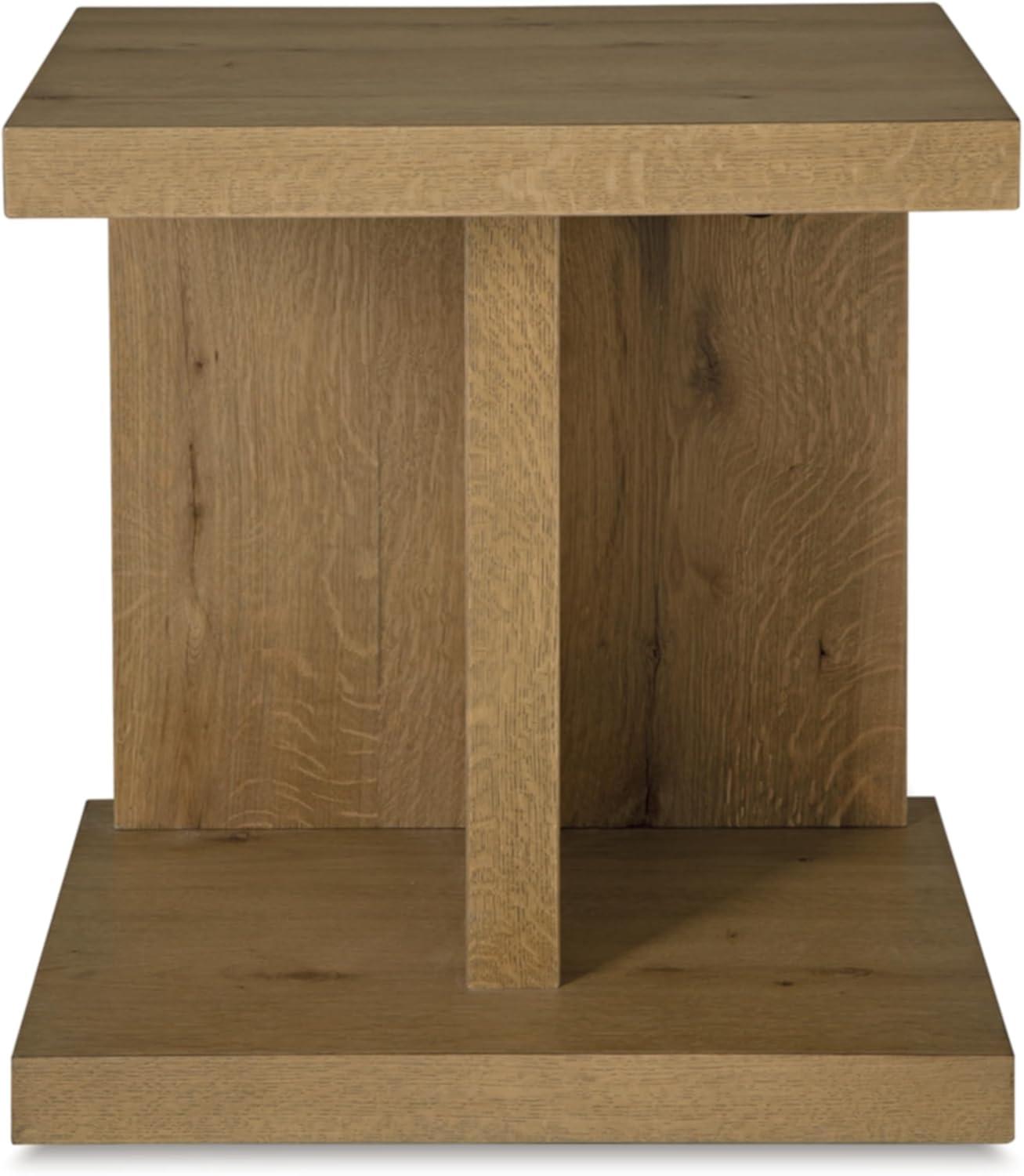 Signature Design by Ashley Brinstead Modern Chairside End Table with USB Charging Ports, Light Brown