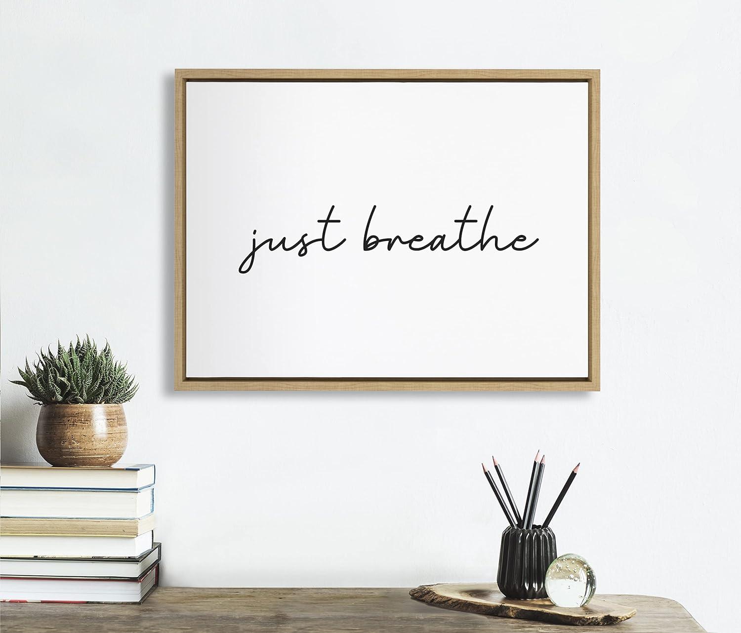 18" x 24" Sylvie Just Breathe BW Frame Canvas by Creative Bunch Natural - Kate & Laurel All Things Decor