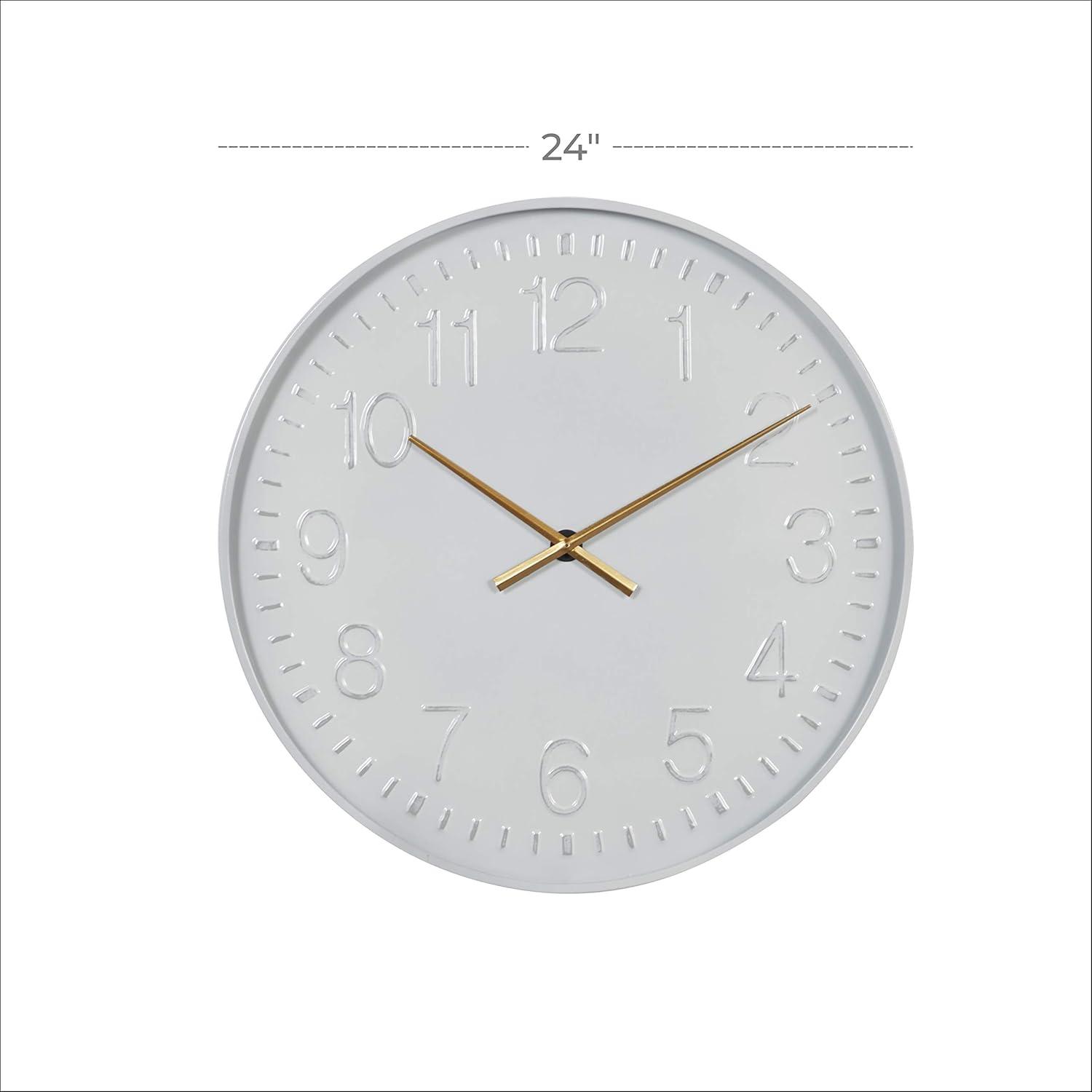 DecMode 24" White Metal Round Wall Clock