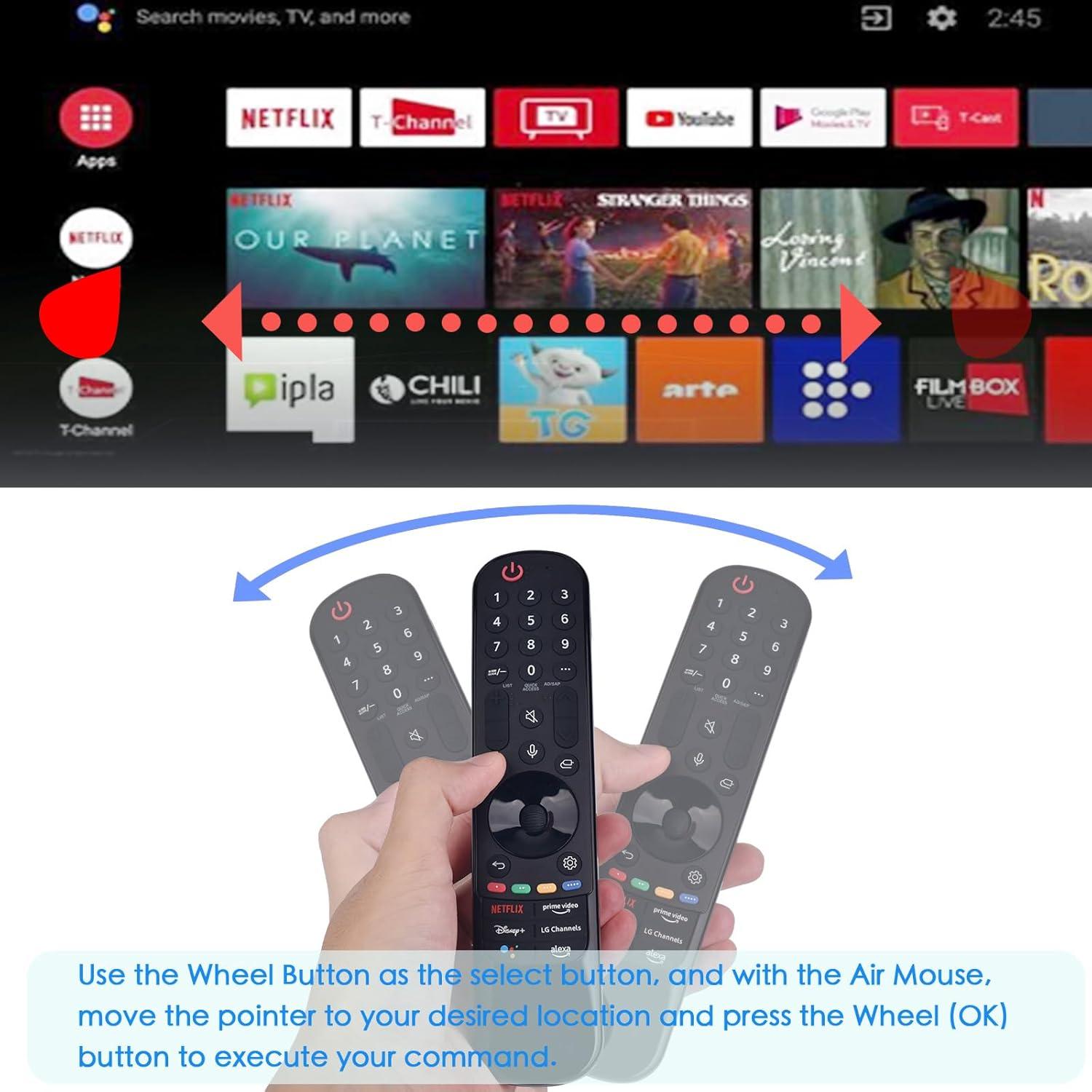 Black Voice Remote Control for LG Smart TV with Pointer and Voice Function