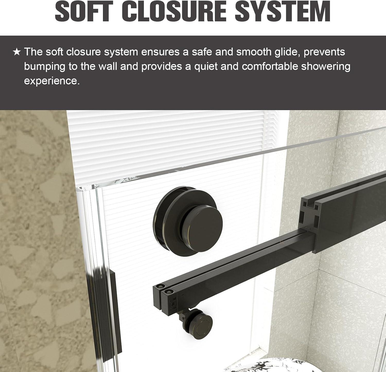 Dimorphos 56-60"W x 76"H Frameless Double Sliding Shower Door with 10mm Tempered Glass Door 11DD161822LL