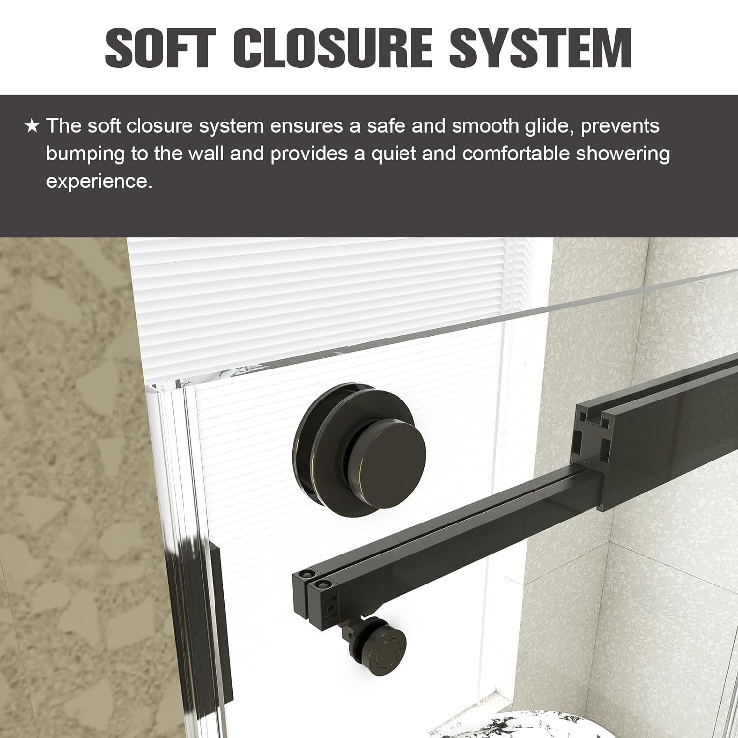 Dimorphos 56-60"W x 76"H Frameless Double Sliding Shower Door with 10mm Tempered Glass Door 11DD161822LL