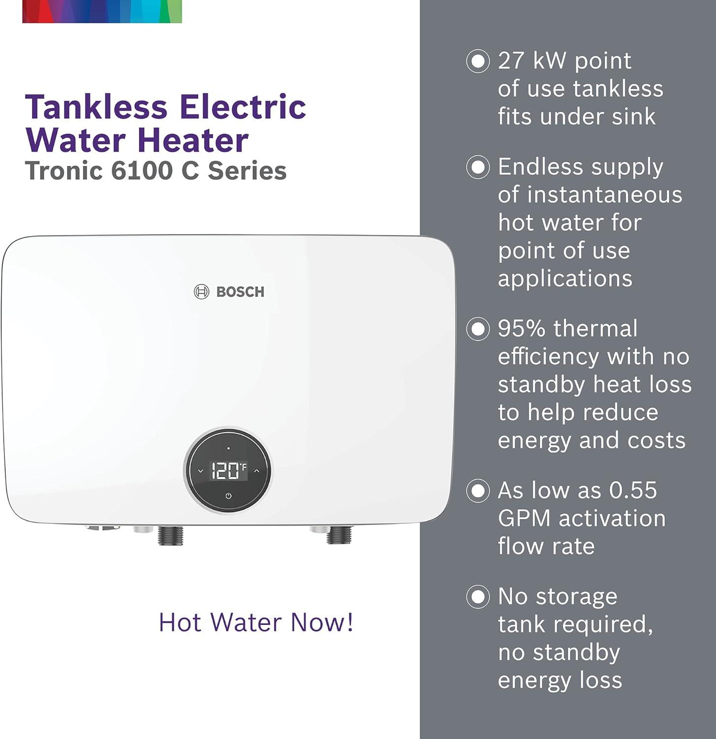 Bosch White Electric Tankless Water Heater, 27 kW
