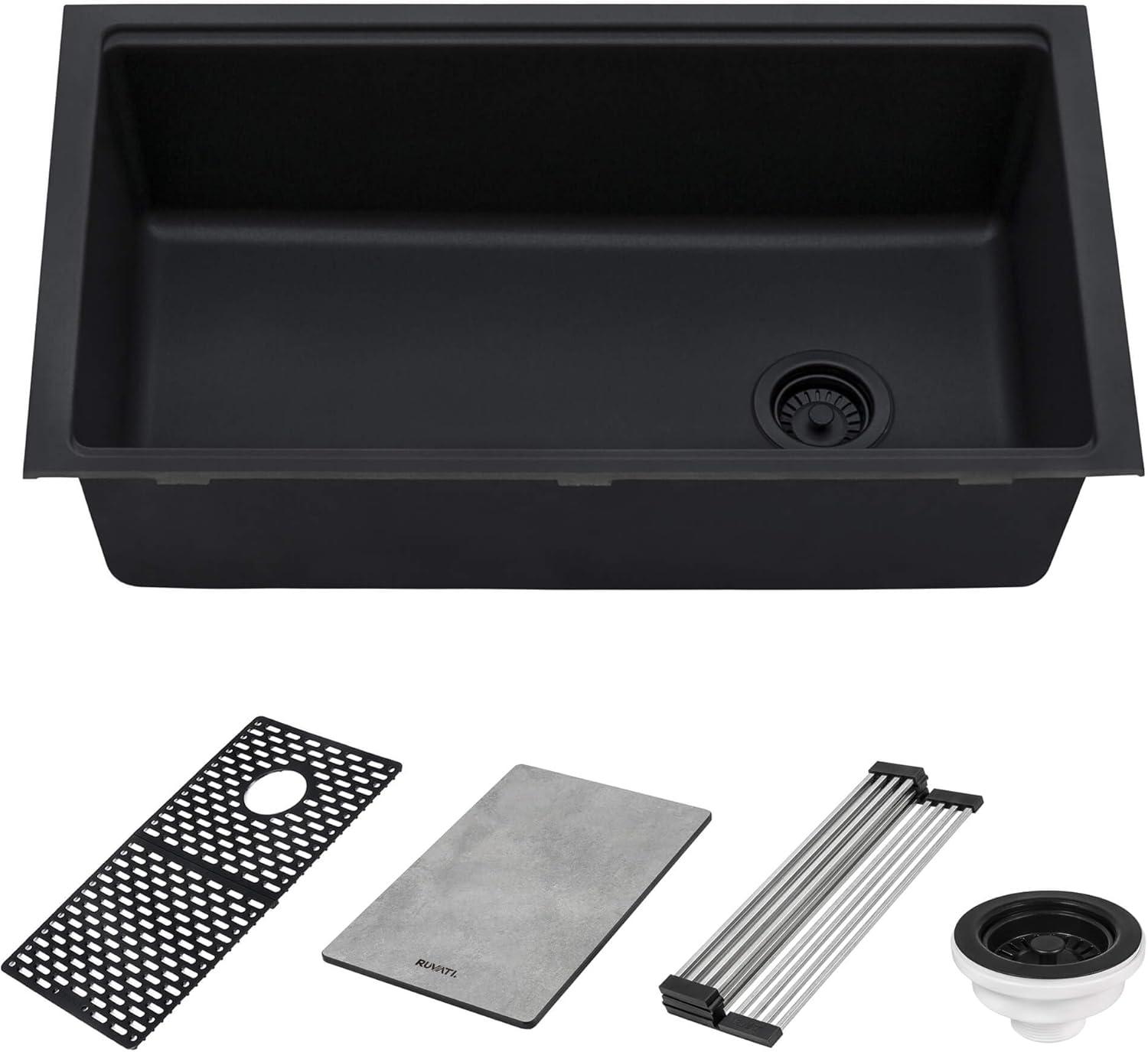 Ruvati 33-inch Undermount Workstation Granite Composite Kitchen Sink