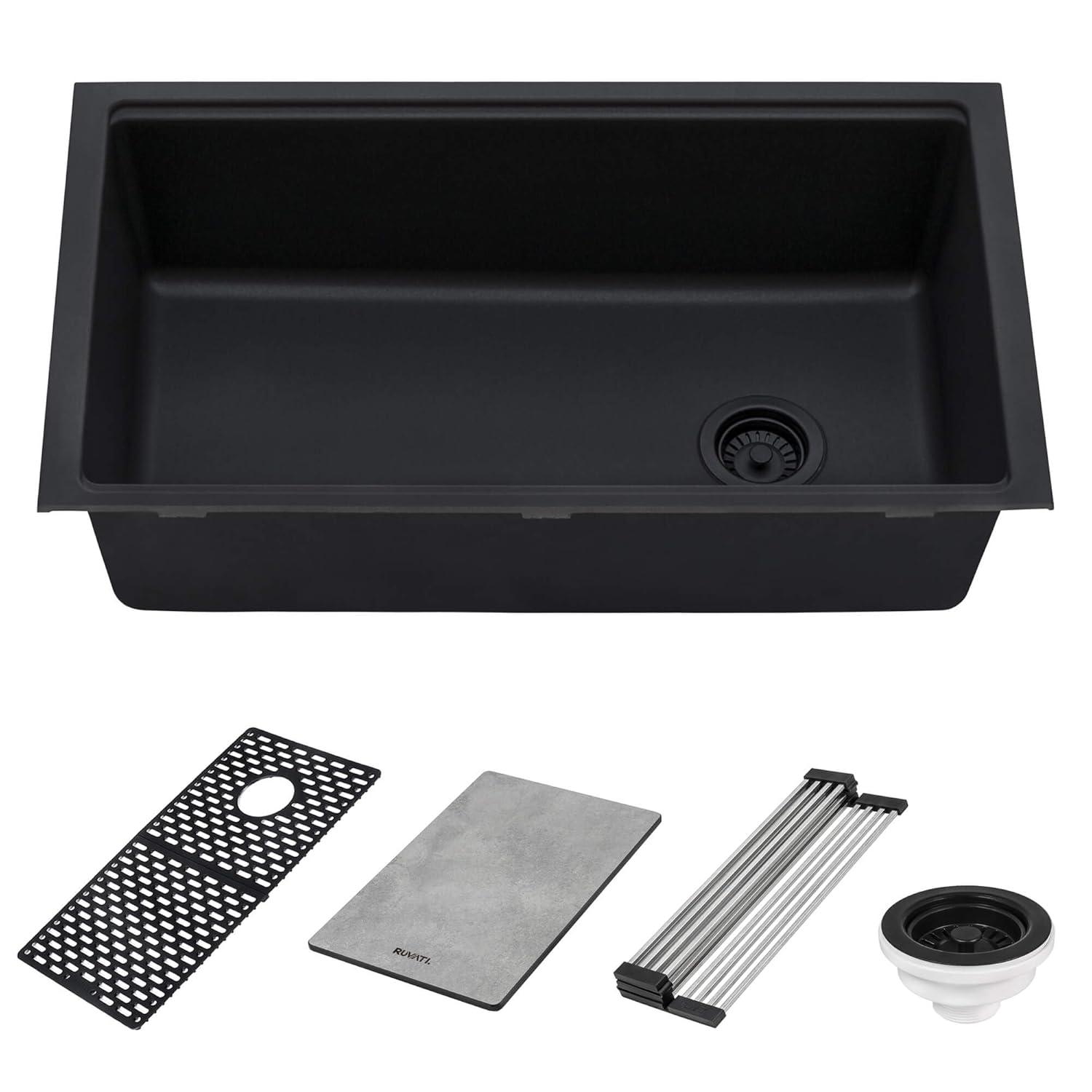 Ruvati 33-inch Undermount Workstation Granite Composite Kitchen Sink