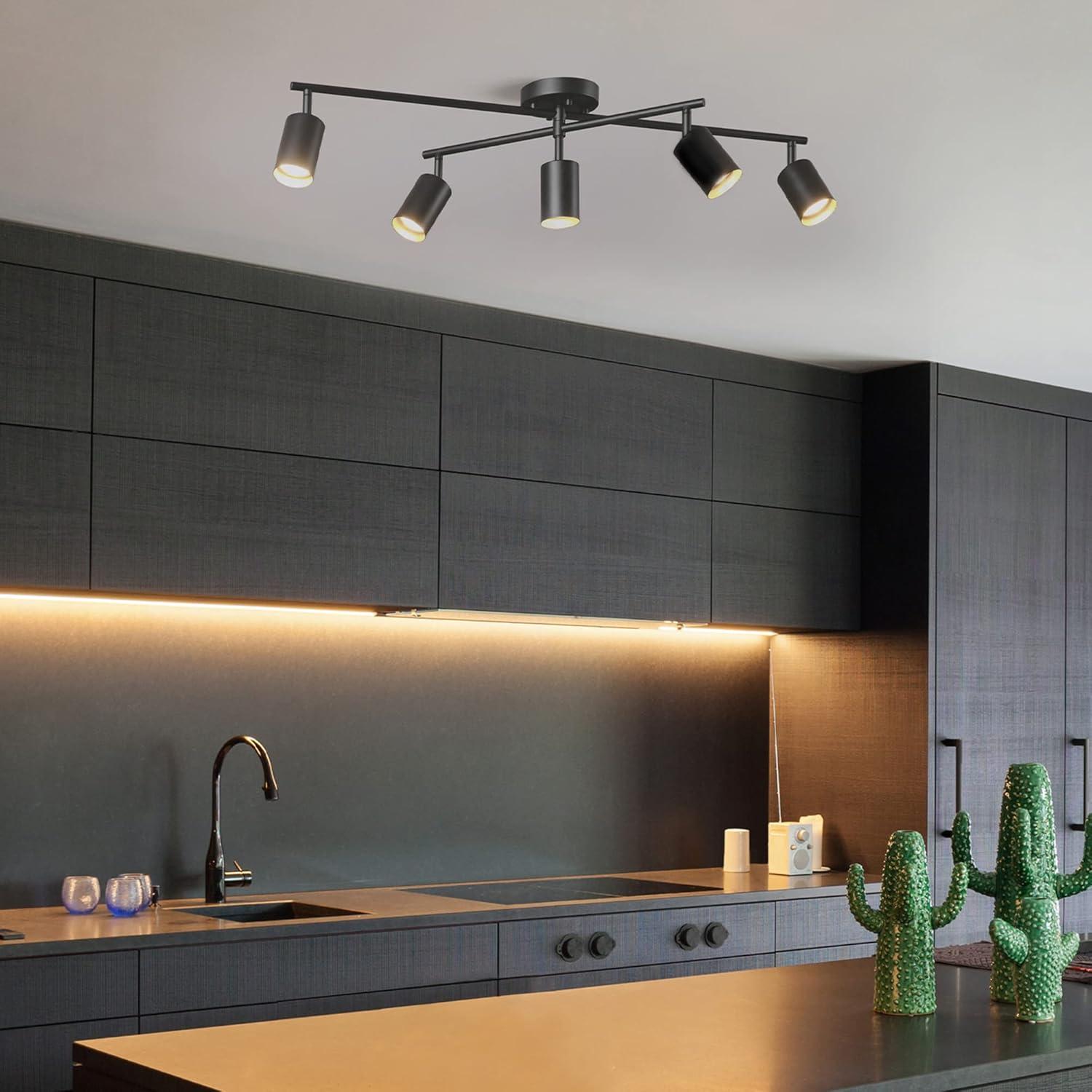 Matte Black 5-Light Swivel Track Ceiling Light