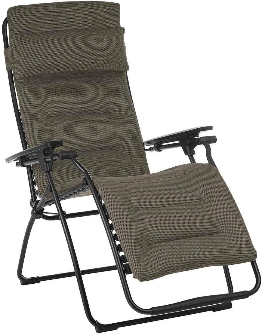 Lafuma Futura Air Comfort Outdoor Zero Gravity Steel Folding Recliner Chair for Camping, Backyards, Patio, Lawn, and Garden, Taupe