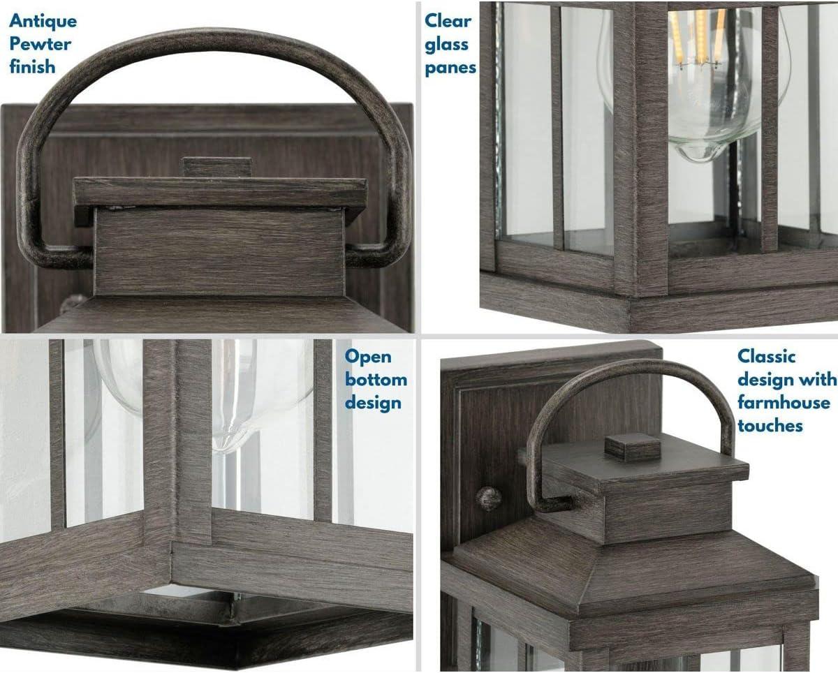 Progress Lighting Williamston 1-Light Antique Bronze Farmhouse Outdoor Large Wall Lantern with Clear Glass Shade