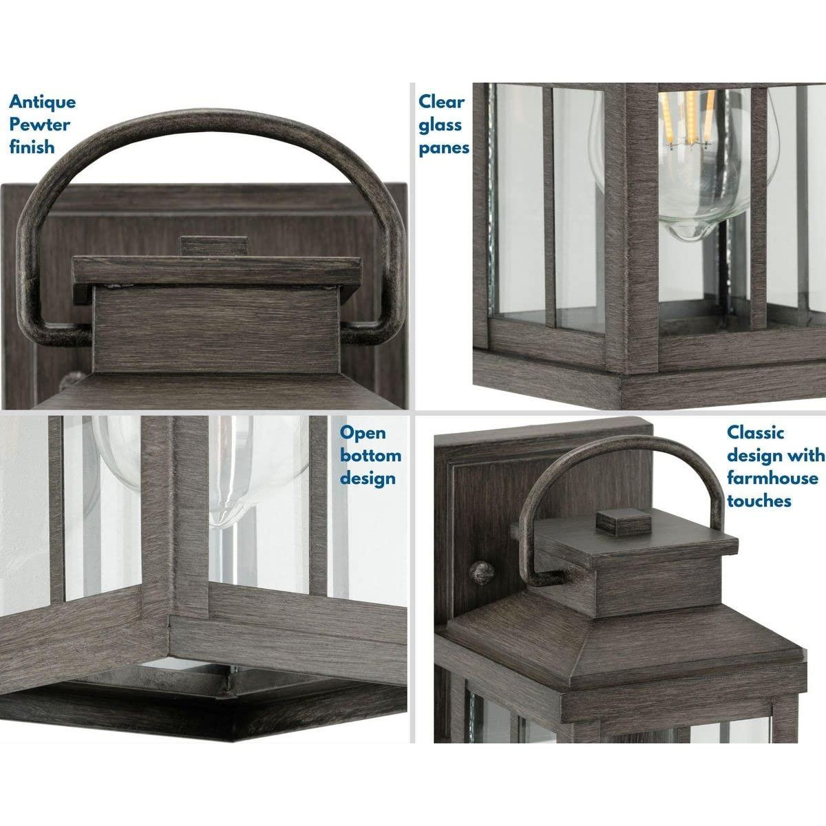 Progress Lighting Williamston 1-Light Antique Bronze Farmhouse Outdoor Large Wall Lantern with Clear Glass Shade