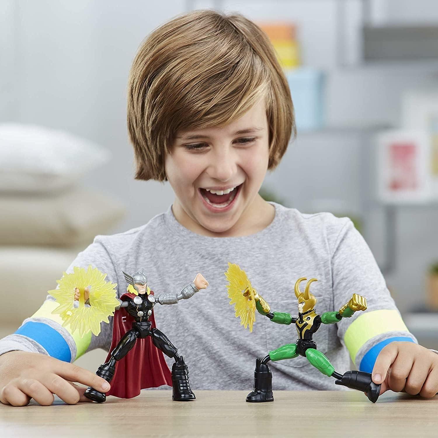 Marvel: Avengers Bend and Flex Thor vs Loki Kids Toy Action Figure for Boys and Girls Ages 4 5 6 7 8 and Up (6")