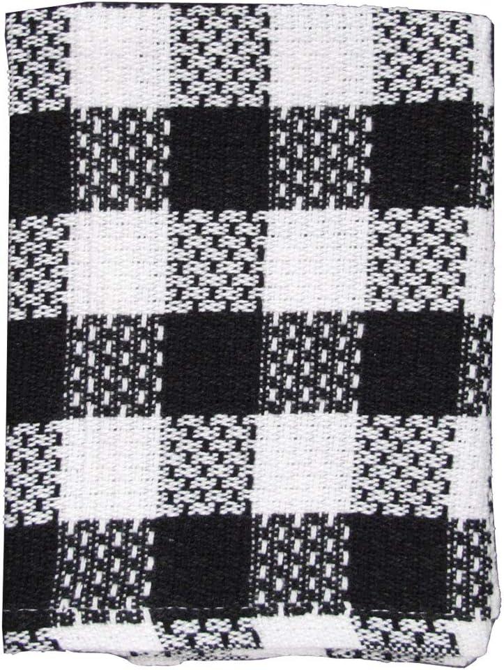 Black Buffalo Check Kitchen Towels And Dishcloths Set White and Black Plaid 100% Cotton 8 Piece