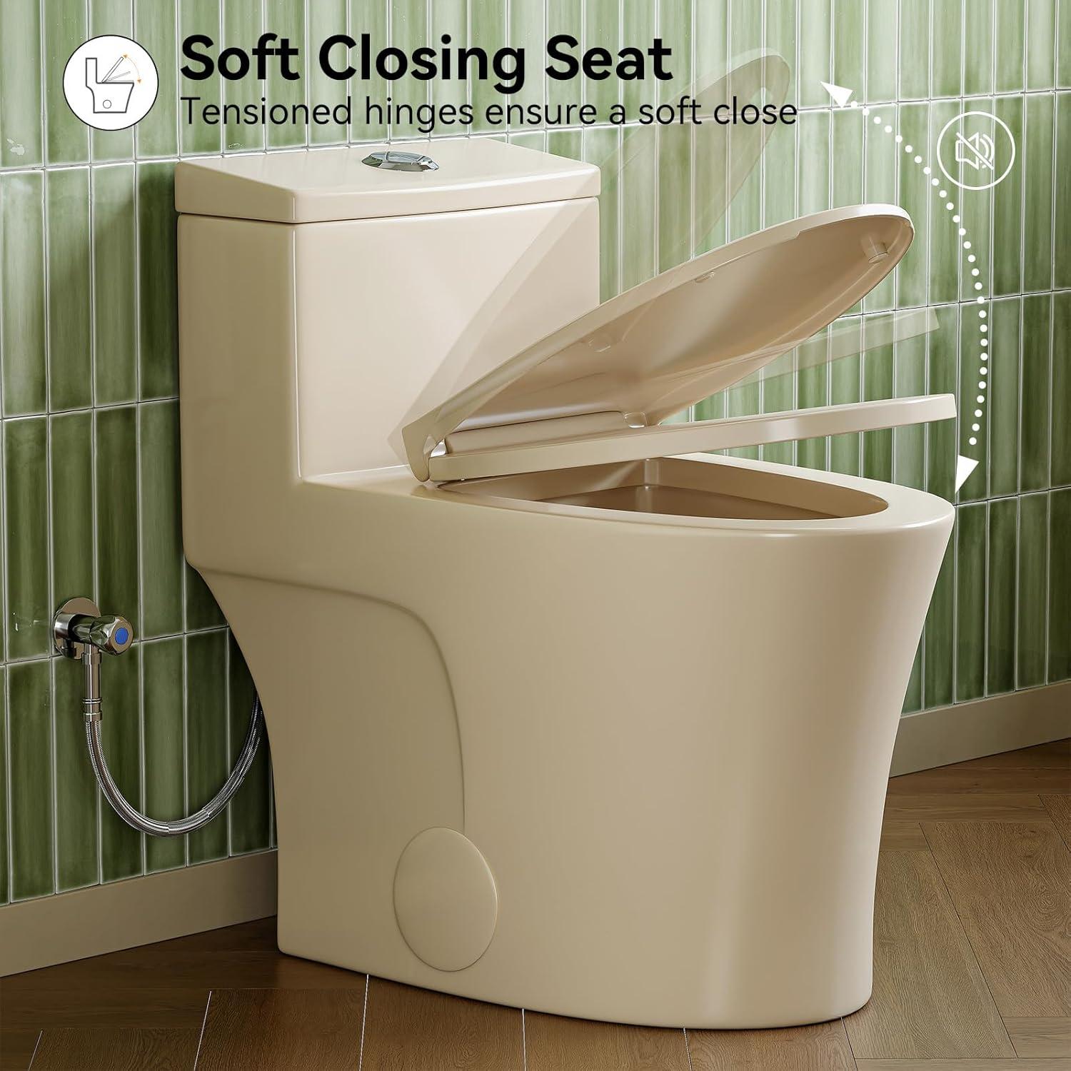 Arlo Compact One Piece Toilet with Comfort Chair Seat ADA Height 17.3", Elongated Dual Flush 0.8/1.28 GPF , MAP 1000g