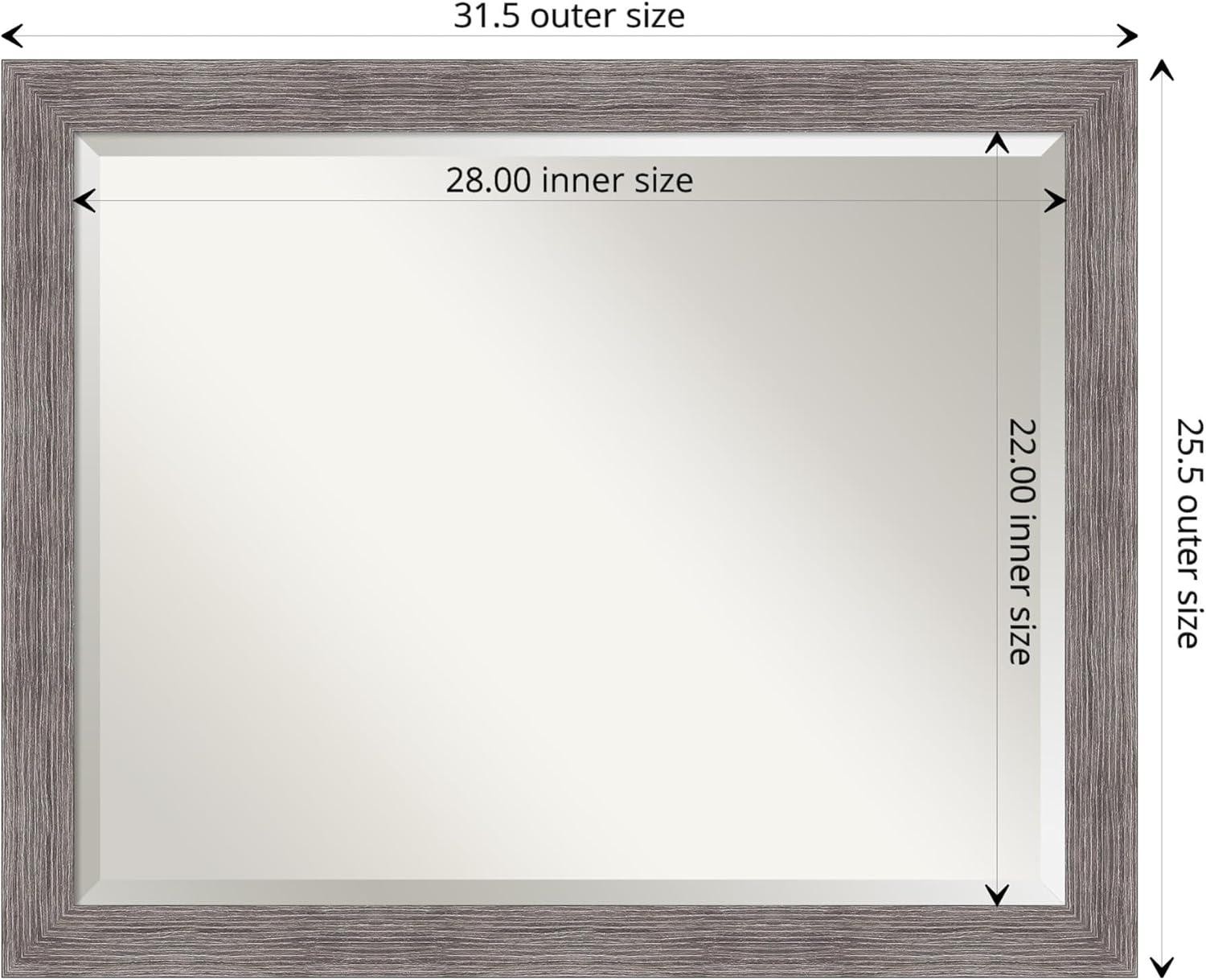 Pinstripe Narrow Framed Bathroom Vanity Wall Mirror Gray - Amanti Art