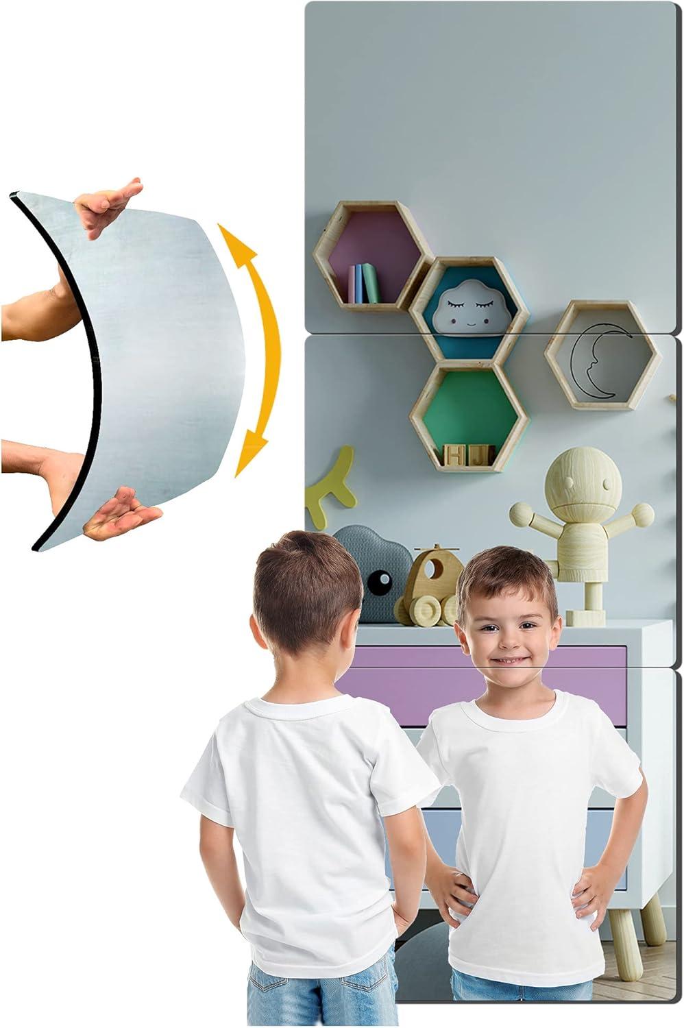 N\C Plexiglass Acrylic Soft Mirror Non-Glass shatterproof Mirror Full Length Mirror Wall Mirror Frameless Home Fitness Mirror 4 Pcs 12"x12" cyhqo