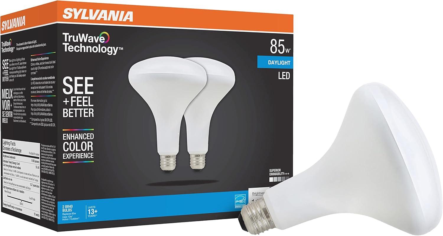 Sylvania Daylight Natural 85W Equivalent Frosted LED Floodlight Bulbs