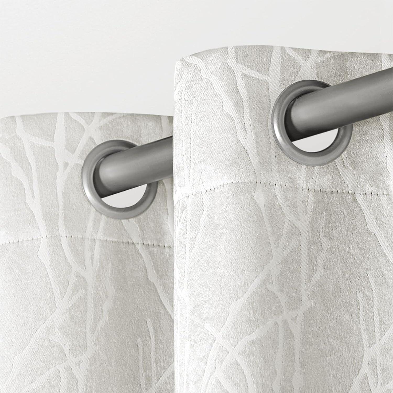 Exclusive Home Twig Insulated Room Darkening Blackout Grommet Top Curtain Panel Pair, 54"x108", Vanilla