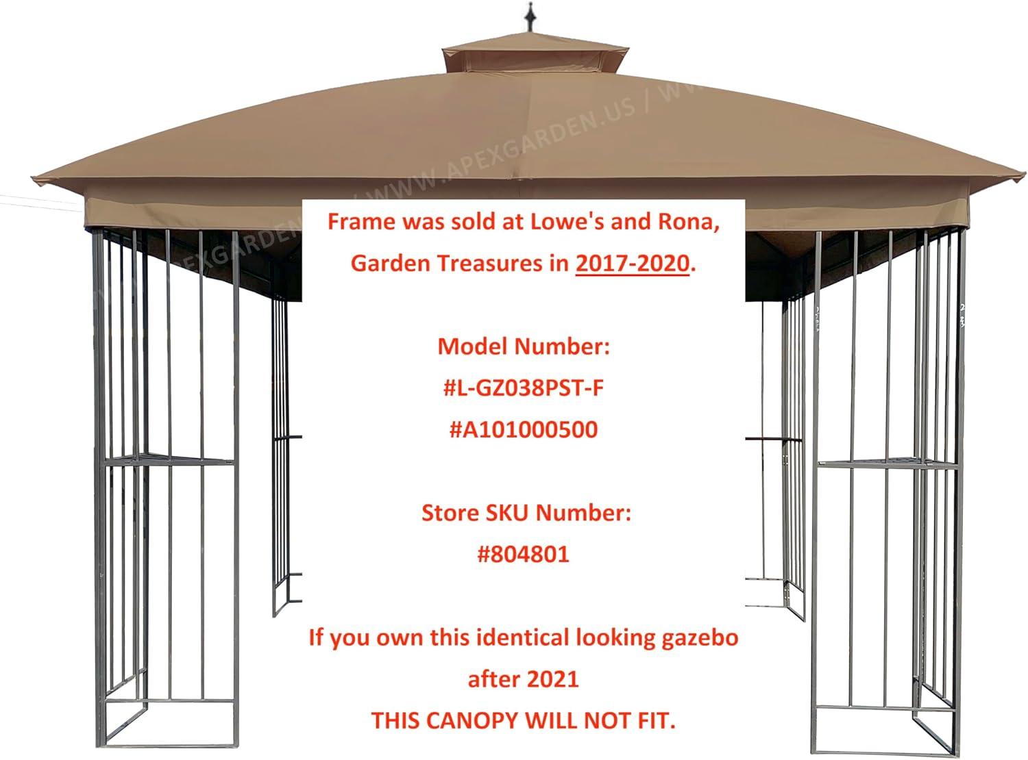 Tan Metal Square Waterproof Garden Gazebo Canopy Top