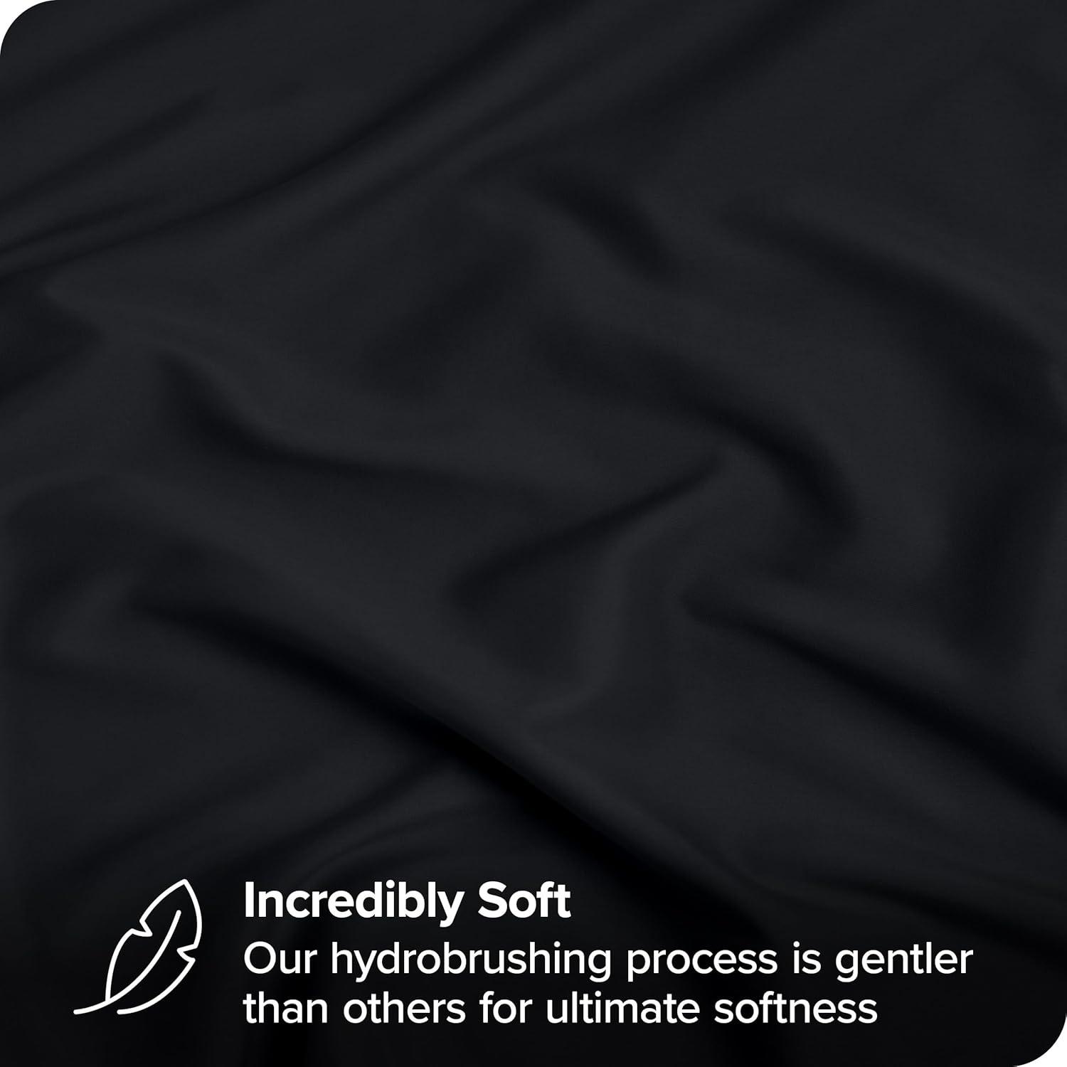 Bare Home Ultra-Soft Fitted Sheet + Pillowcase Set - Premium 1800 Collection - Deep Pocket - Queen, Black