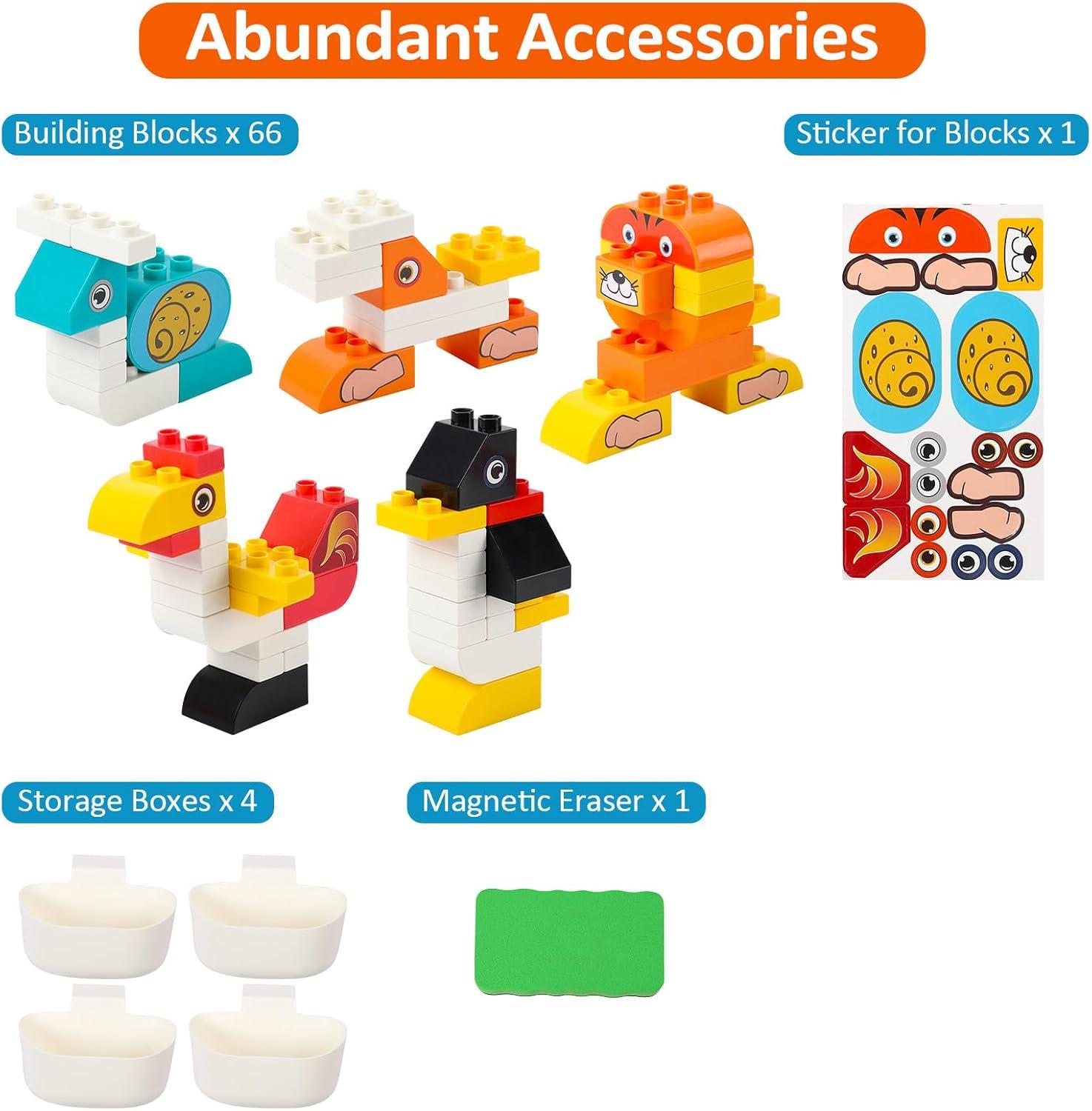 Easel for Kids, Toddler Easel with Building Block Table, Kids Standing Art Easel with Painting Accessories