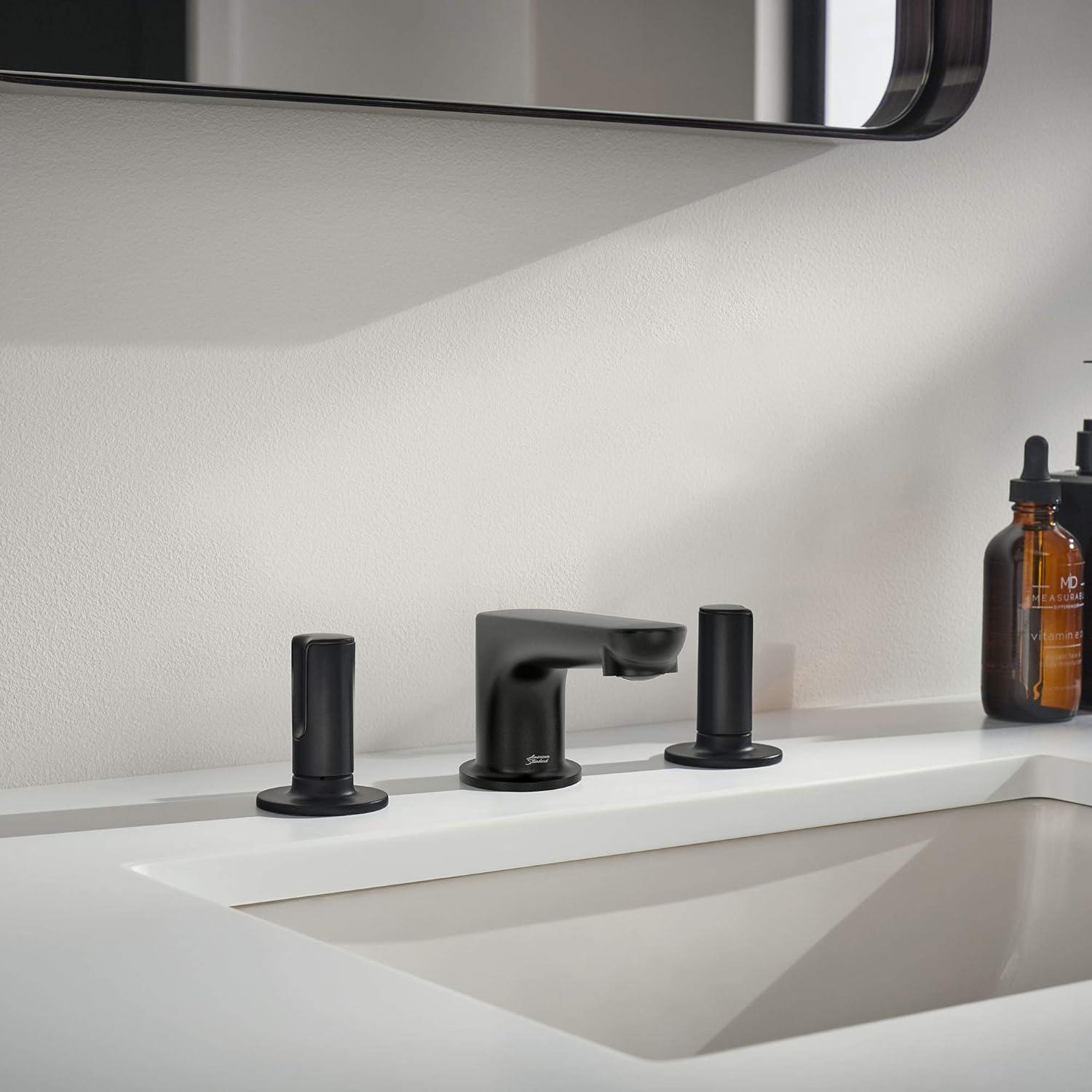 Matte Black Modern Widespread Low-Spout Bathroom Faucet