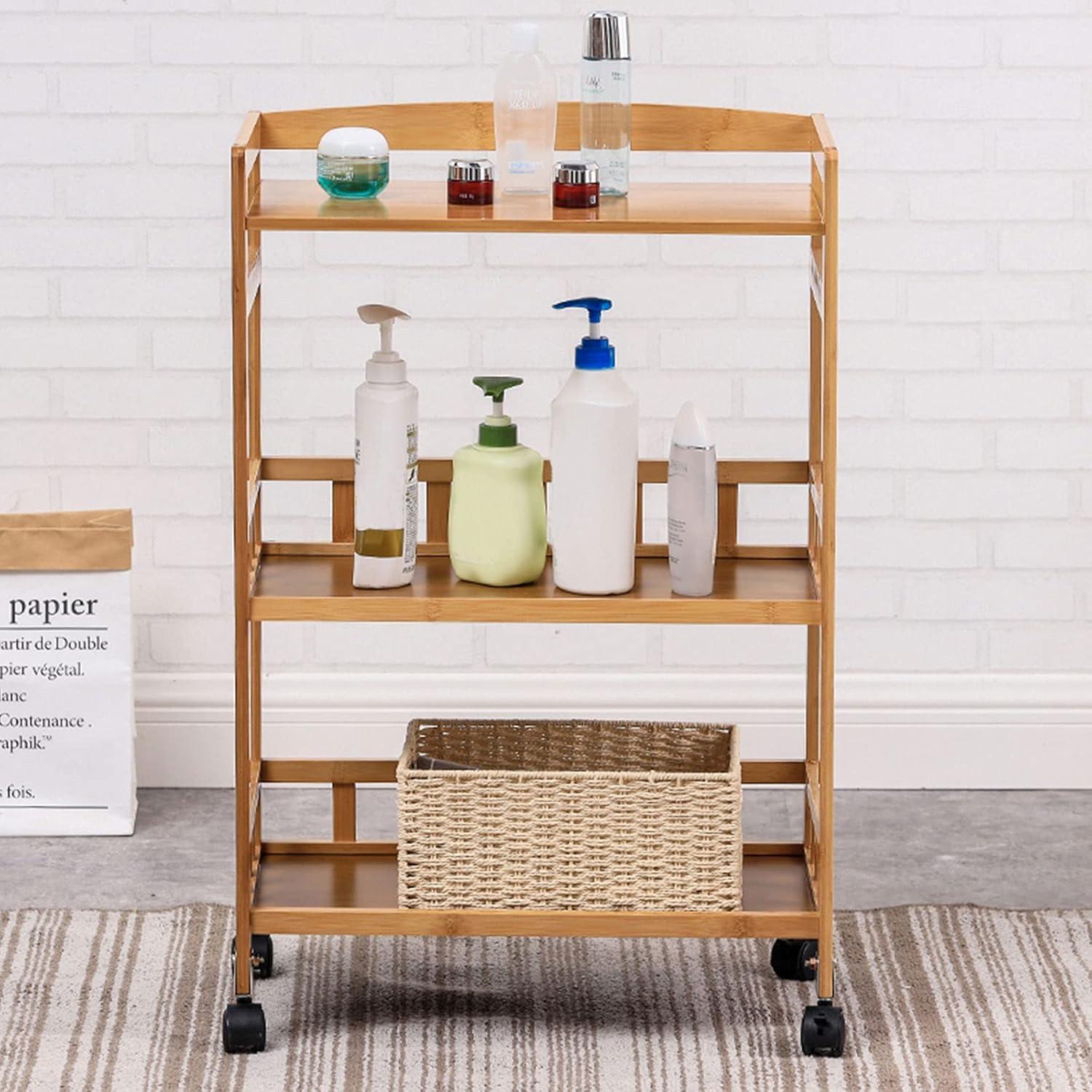 CNCEST Rolling Home Bar Serving Cart,3 Tier Mobile Kitchen Serving Trolley Cart Rolling Bar with Removable Trays and 4 Wheels,Coffee,Tea,Wine,Whiske,Serving Cart for Restaurant/Hotel/Hospital