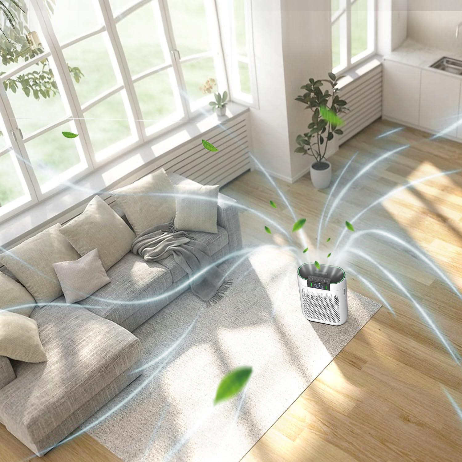 KNKA Air Purifier, HEPA Air Purifiers for Large Rooms up to 2500 Sq. ft., Air Cleaner with Air Quality Monitor, Smart WiFi, and Aromatherapy, for Allergies, Pets, Odors, Dust, Pollen, and Smoke