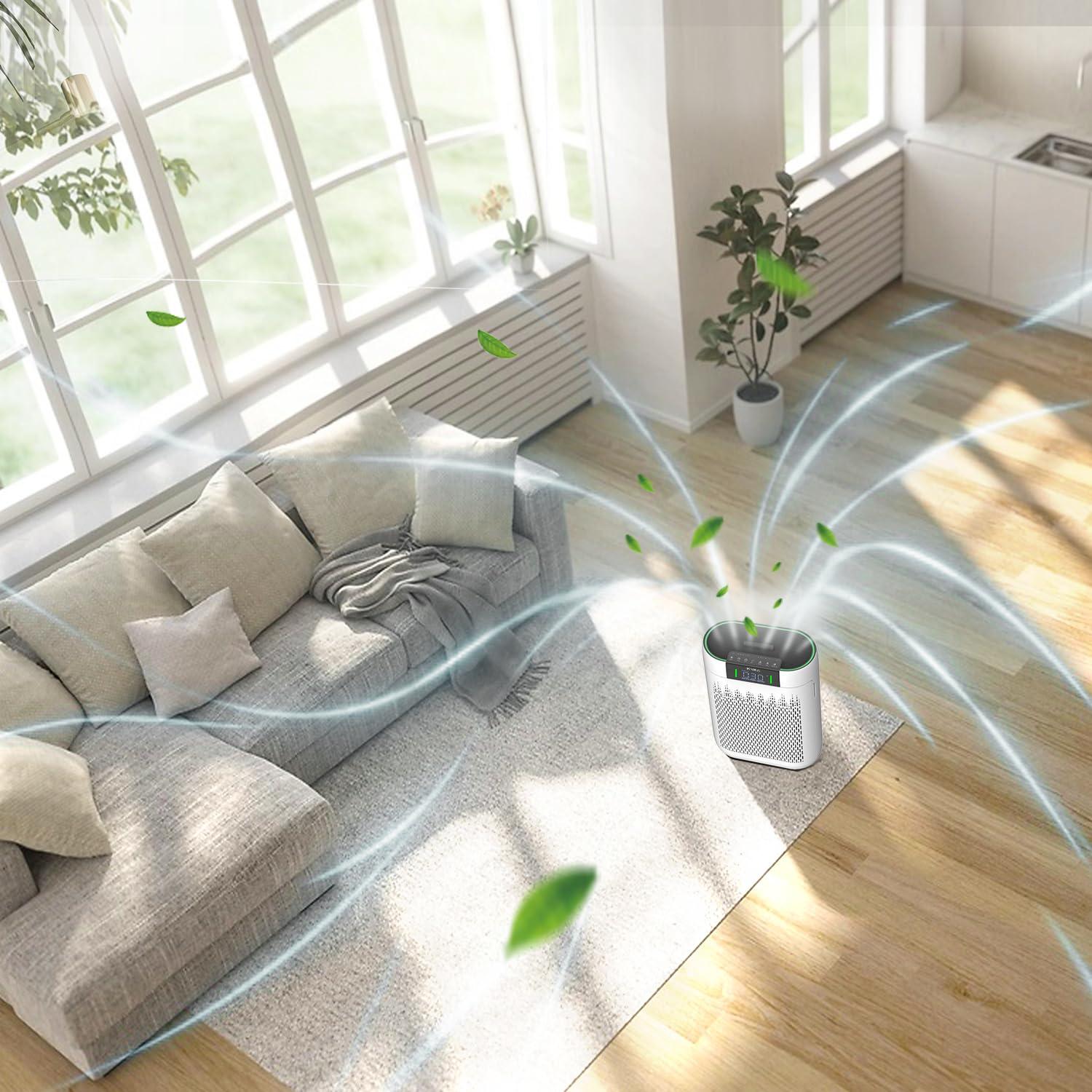 KNKA Air Purifier, HEPA Air Purifiers for Large Rooms up to 2500 Sq. ft., Air Cleaner with Air Quality Monitor, Smart WiFi, and Aromatherapy, for Allergies, Pets, Odors, Dust, Pollen, and Smoke